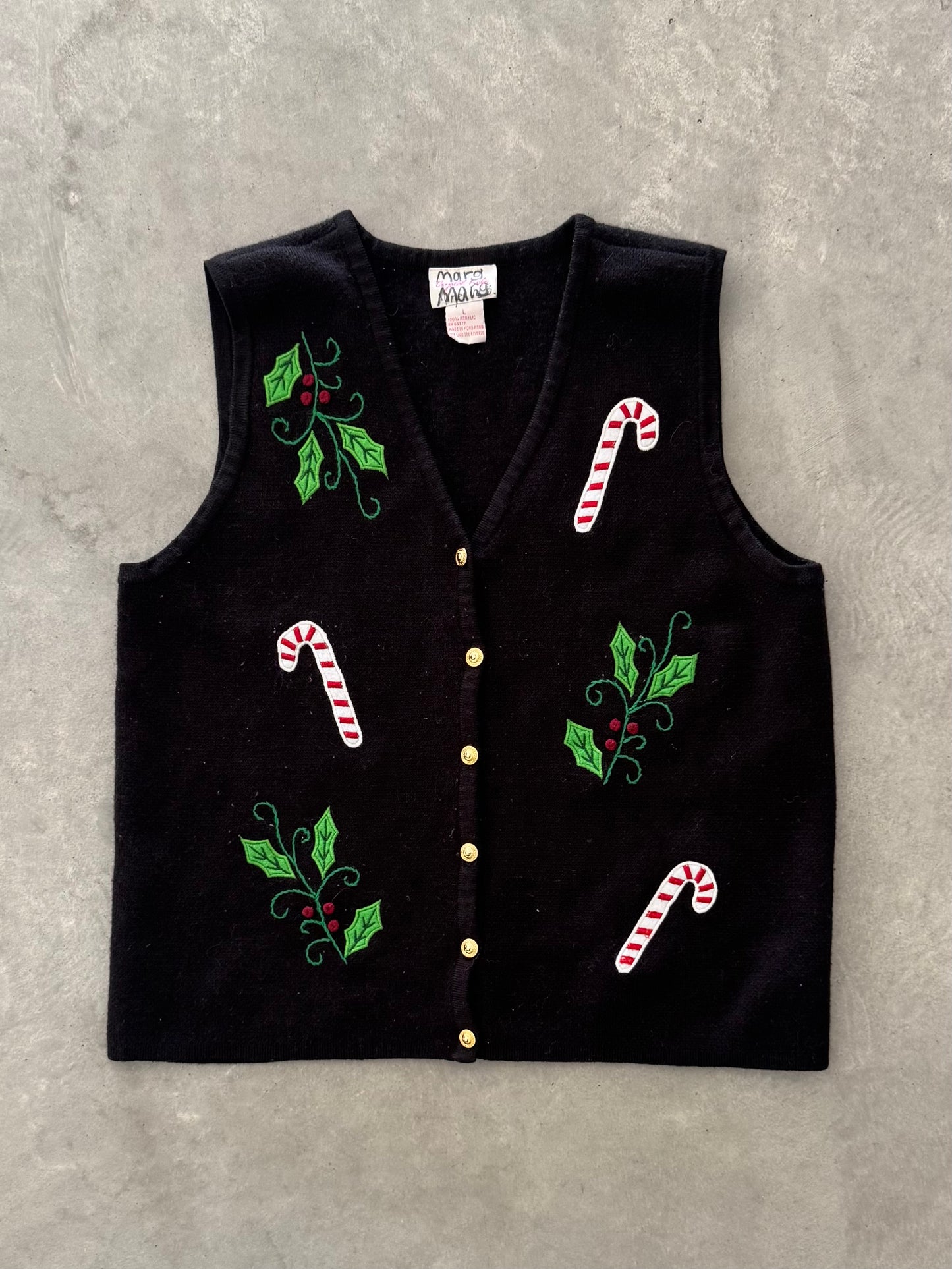 Vintage Christmas Sweater Vest - L
