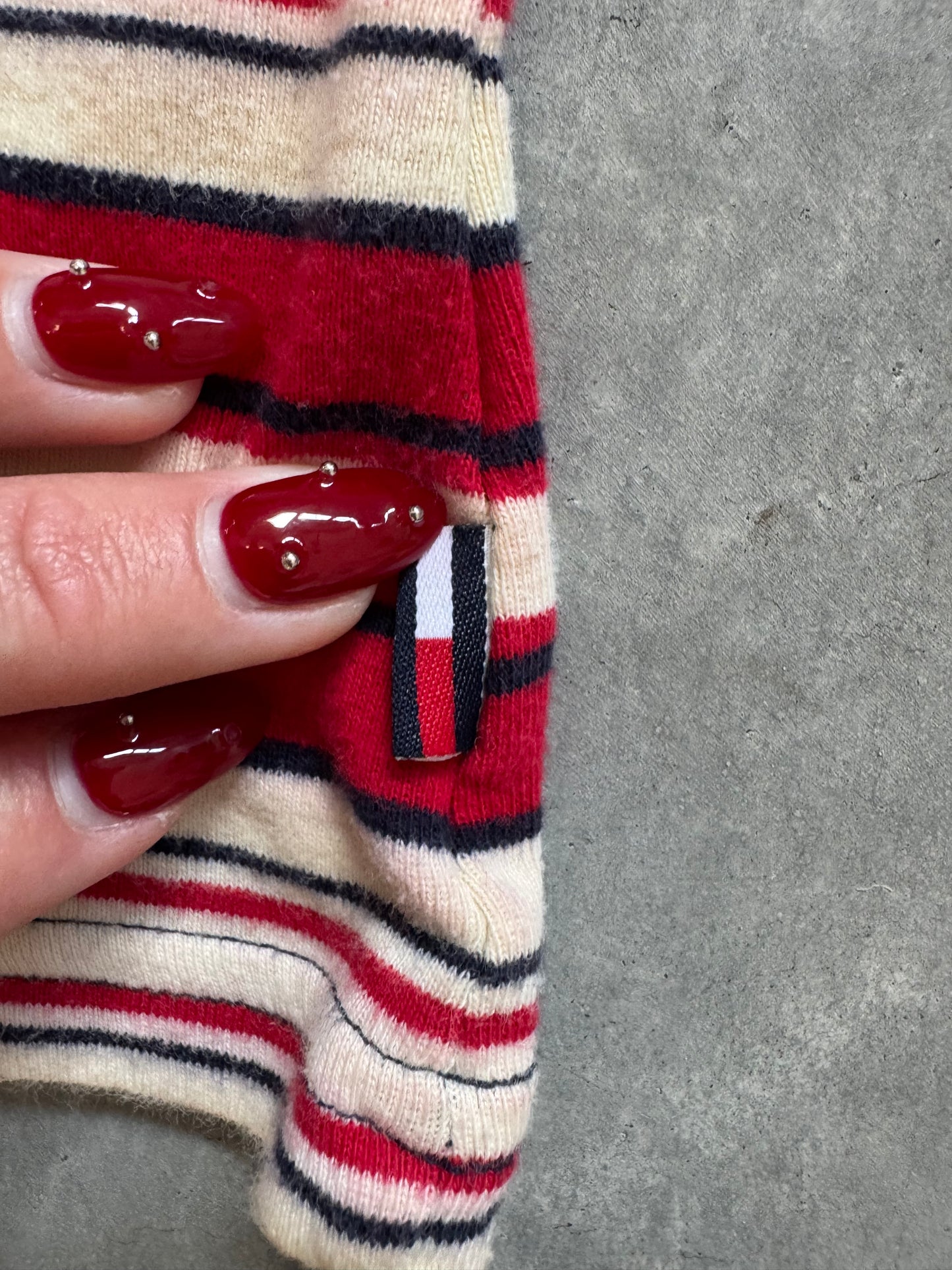 Vintage Tommy Hilfiger Women’s Striped Long Sleeve Baby Tee - L