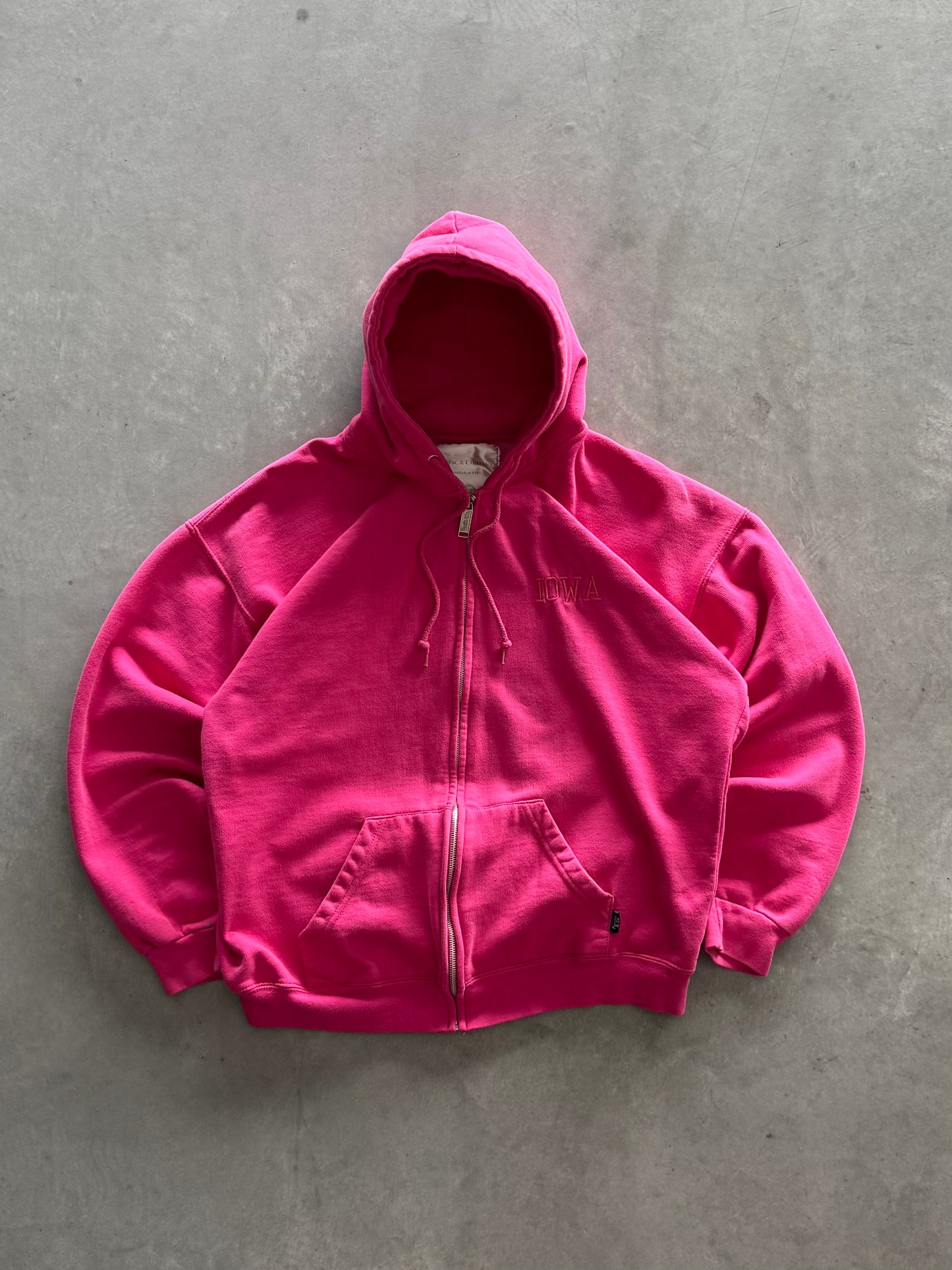 Vintage Pink Iowa Zip Up Hoodie - L