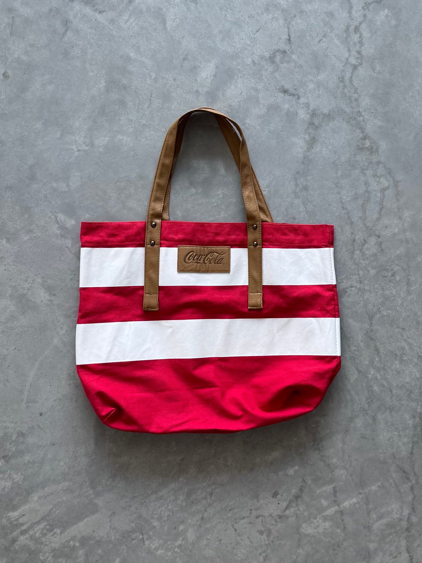 Vintage Coca Cola Red & White Striped Tote Bag