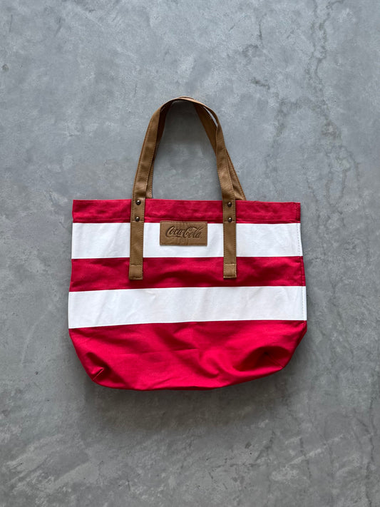 Vintage Coca Cola Red & White Striped Tote Bag
