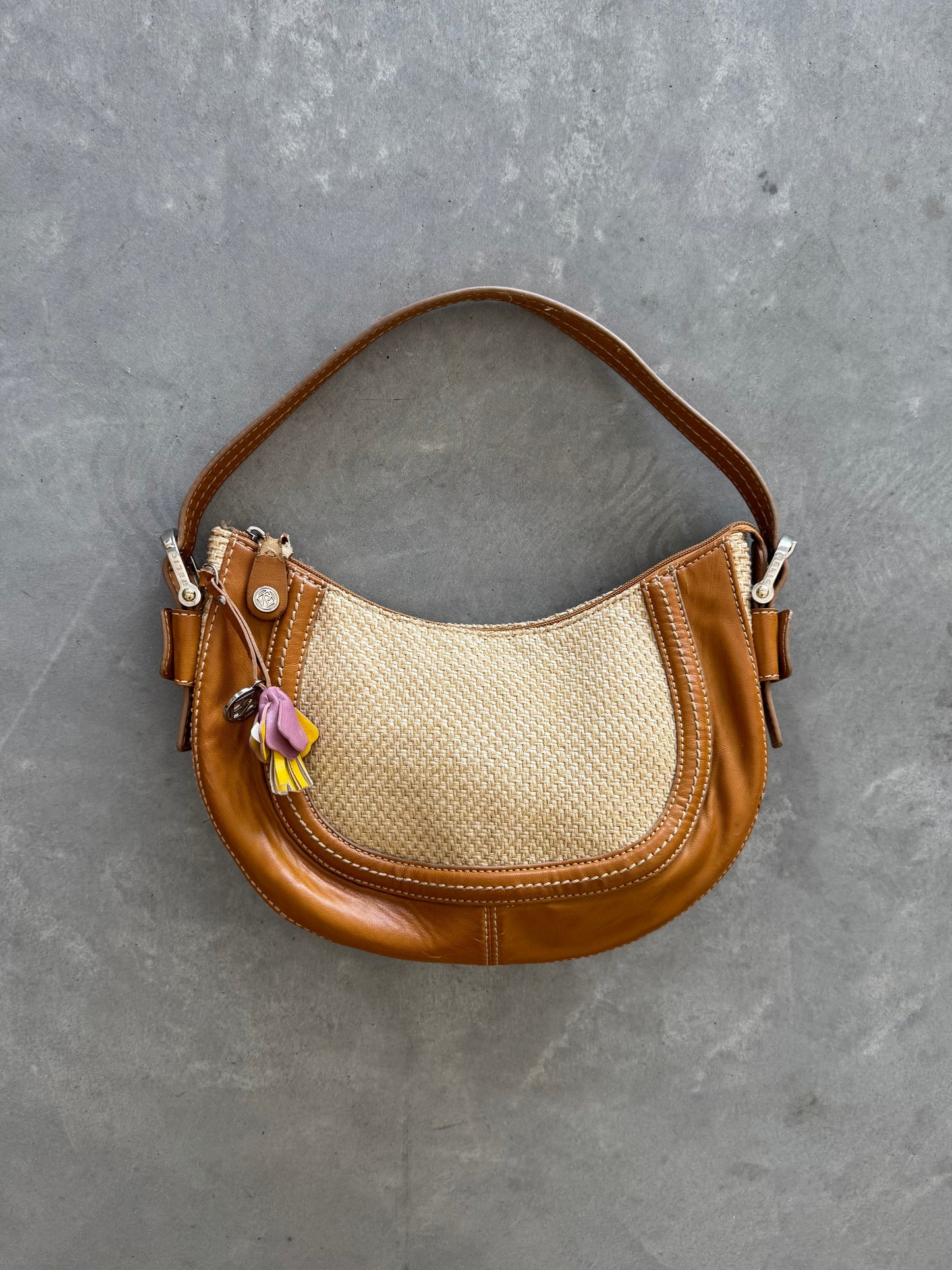 Vintage 90s Woven Hobo Shoulder Bag