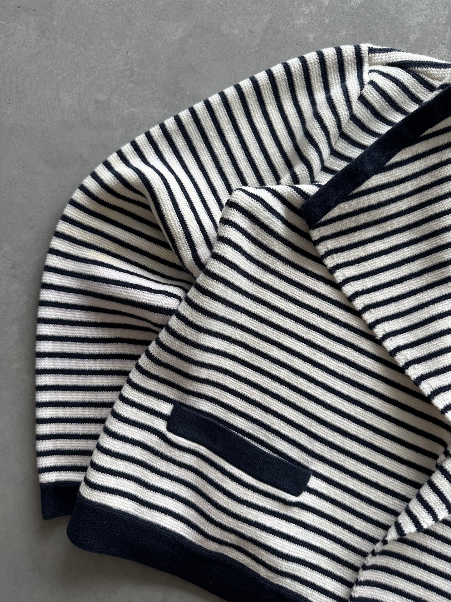 Navy & White Striped Cardigan - L