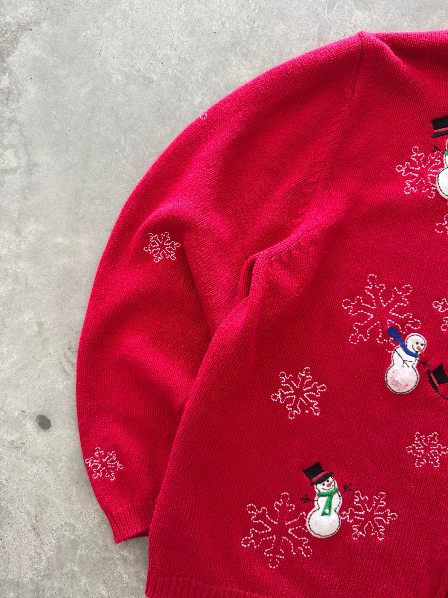 Vintage Snowman Zip Up Sweater - XL