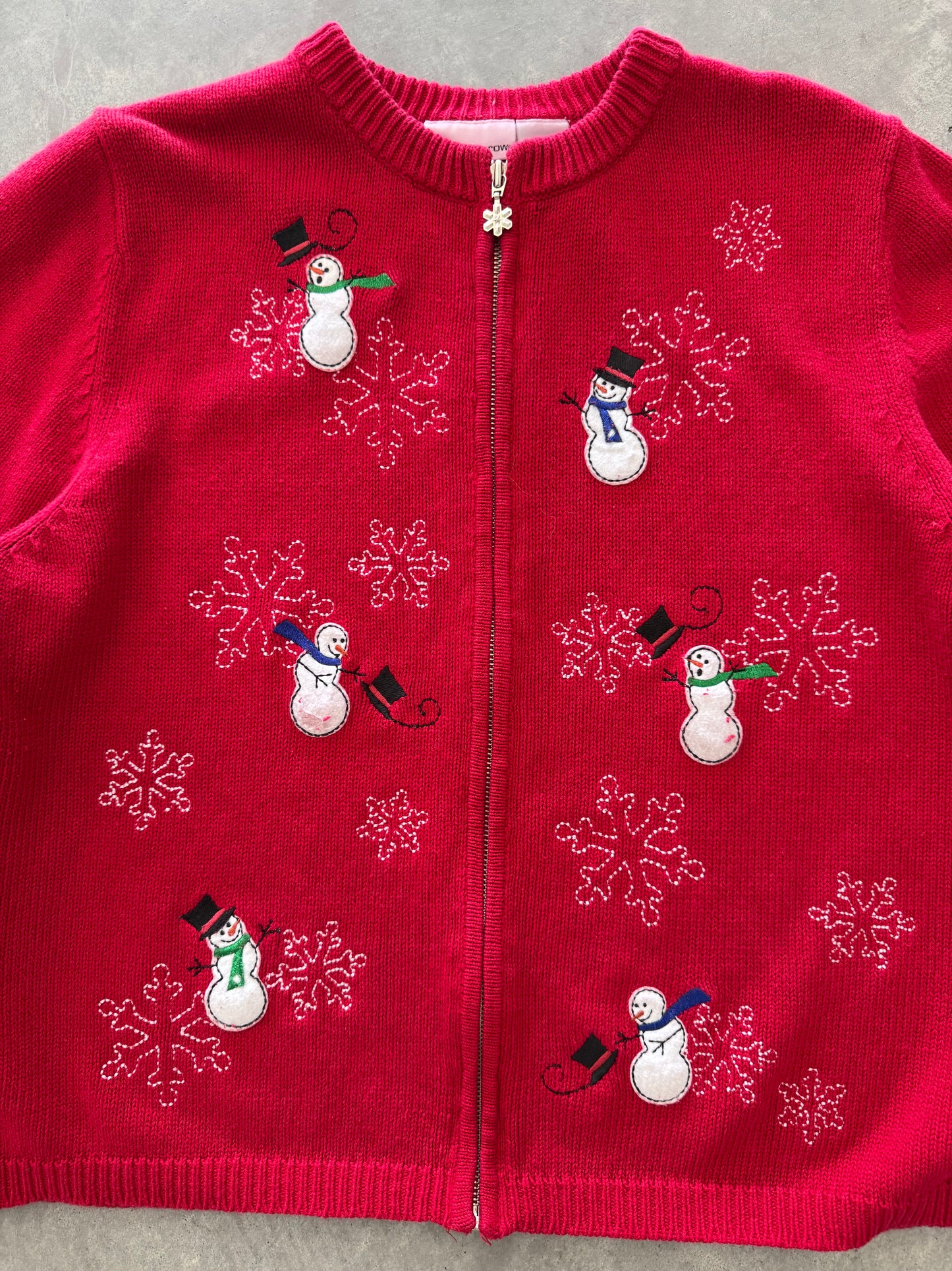 Vintage Snowman Zip Up Sweater - XL