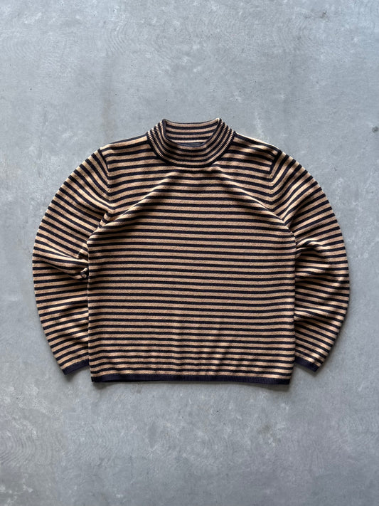 Vintage Striped Womens Mockneck - L