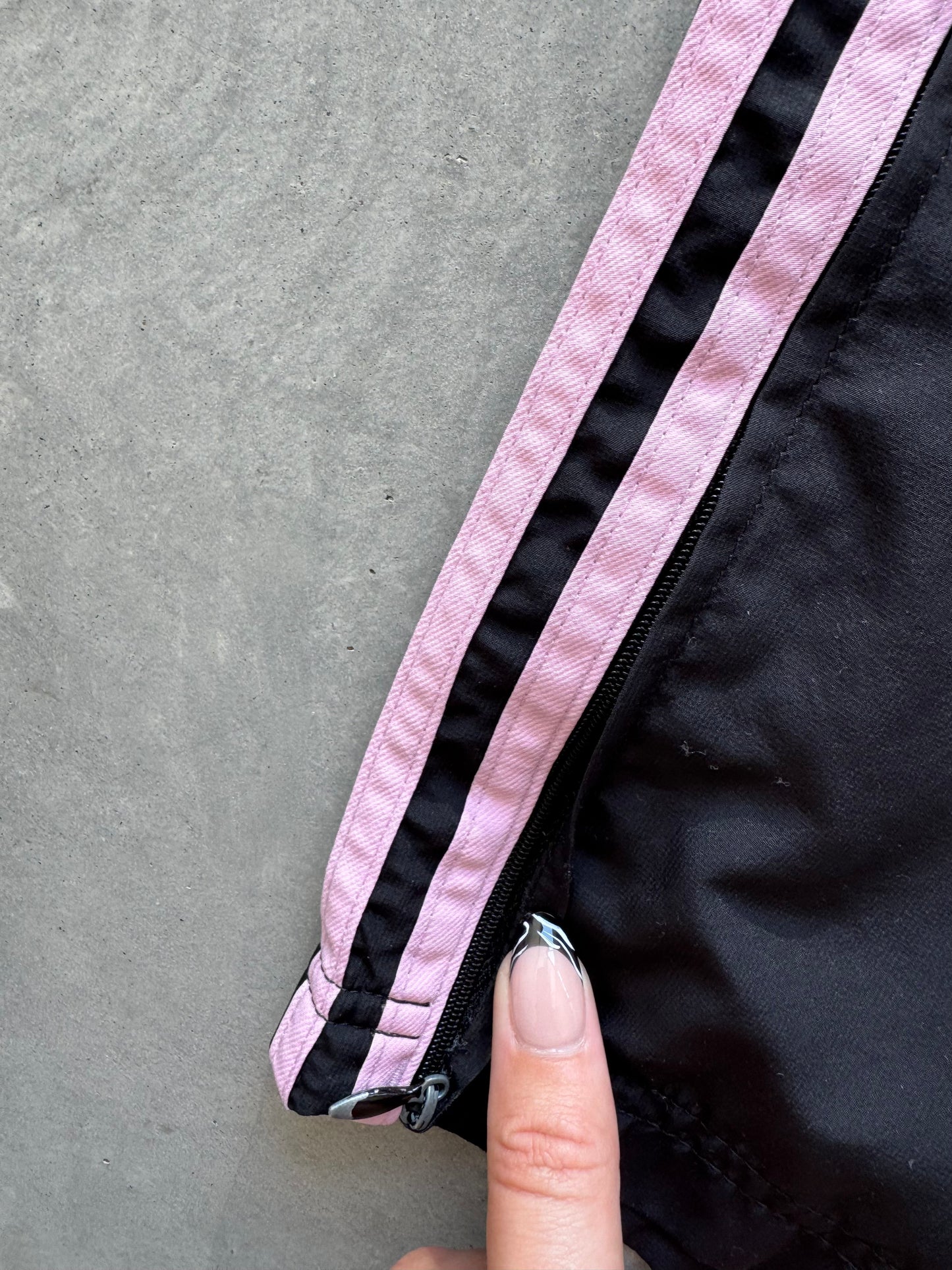 Vintage 00s Black & Pink Adidas Track Pants - L