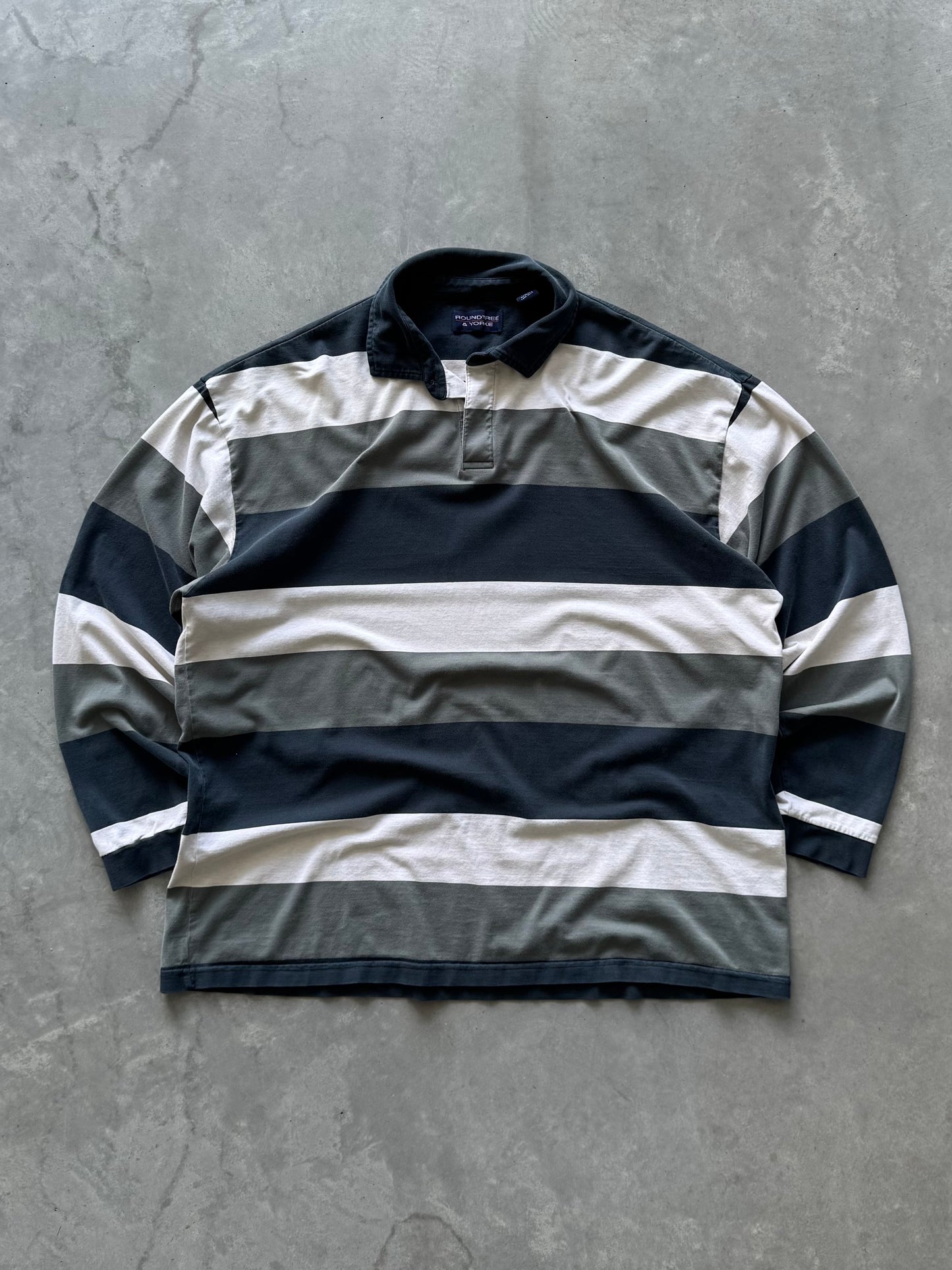 Vintage Striped Longsleeve Polo - XXL