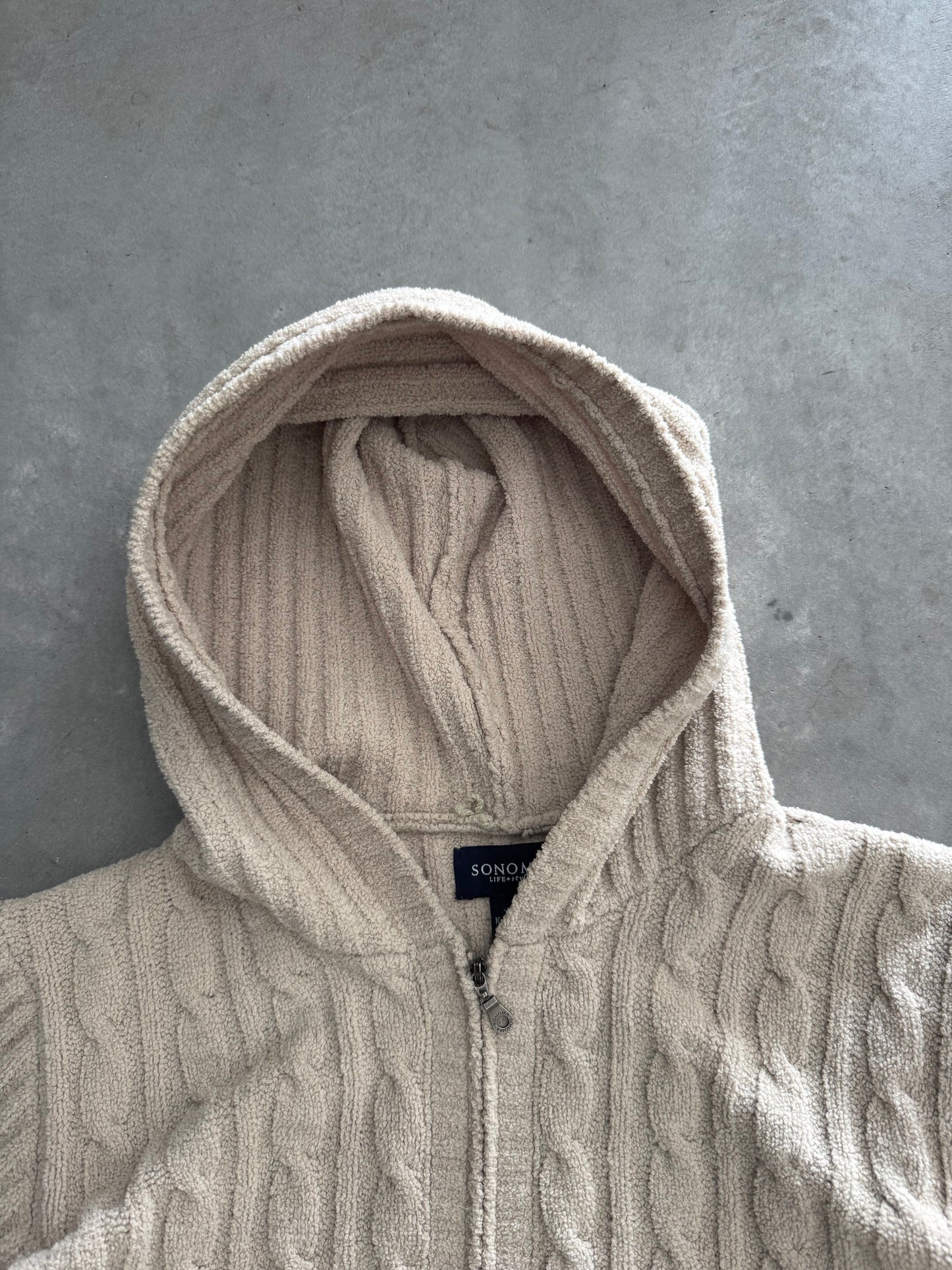 Vintage Sonoma Women’s Cable Knit Zip Up Hoodie - XL