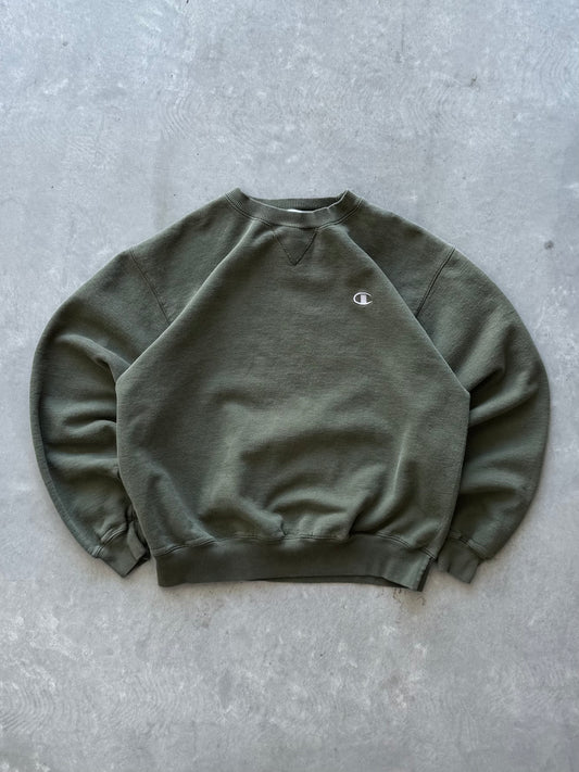 Vintage Olive Green Champion Sweatshirt - M