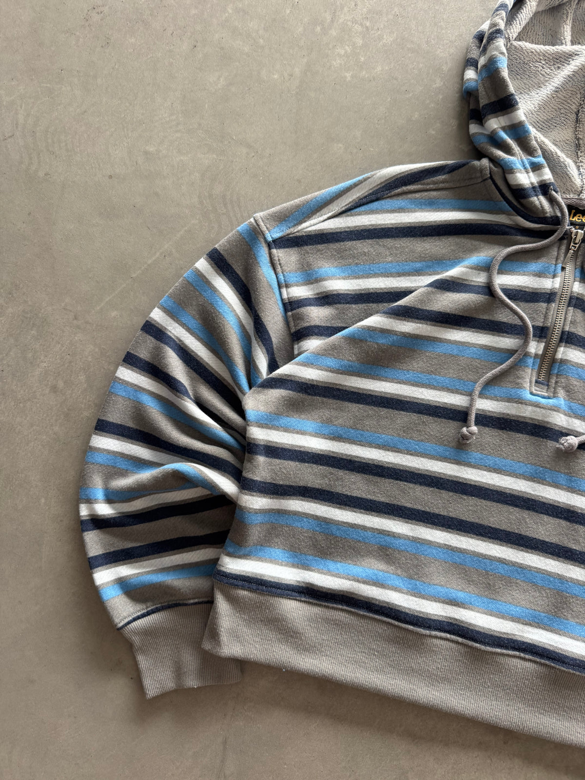 Vintage Lee Striped Cropped Hoodie - S