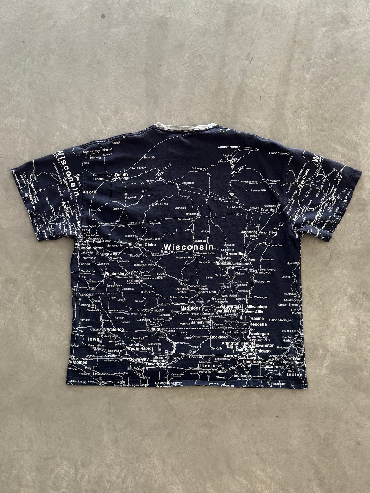 Vintage Wisconsin Map Tee - XXL