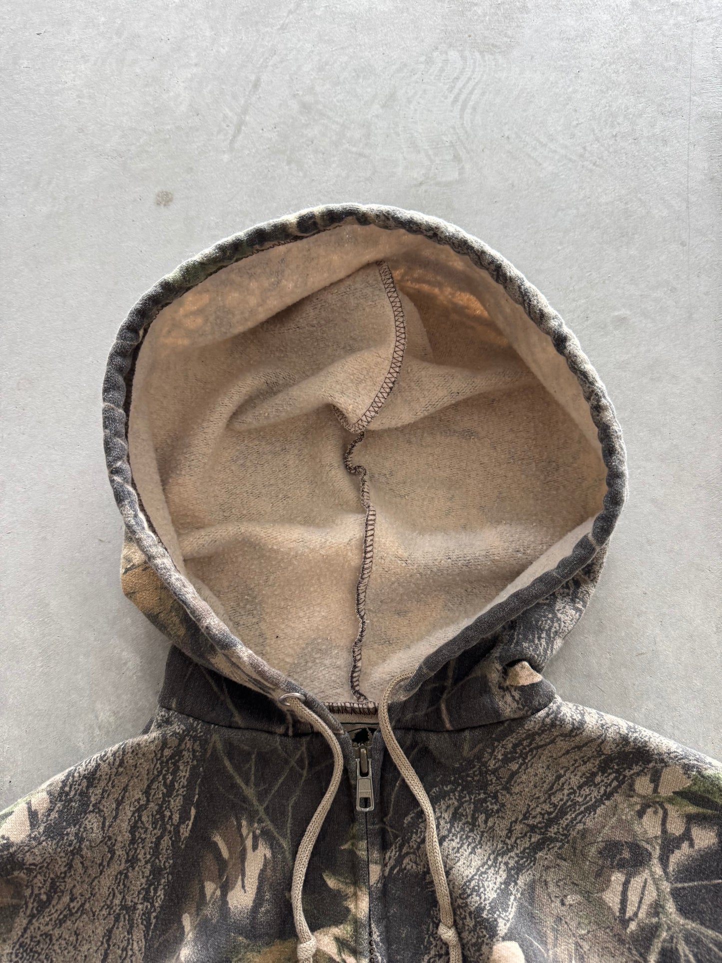 Vintage 90s Camo Zip Up Hoodie - M