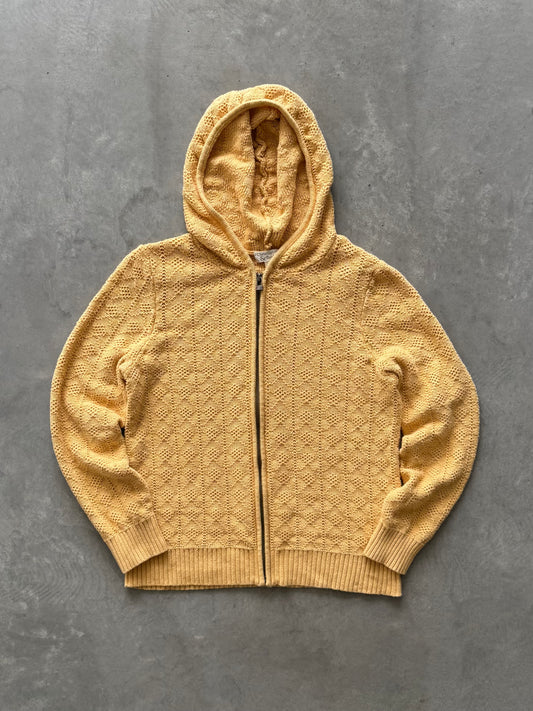 Vintage Knit Zip Up Hoodie - L