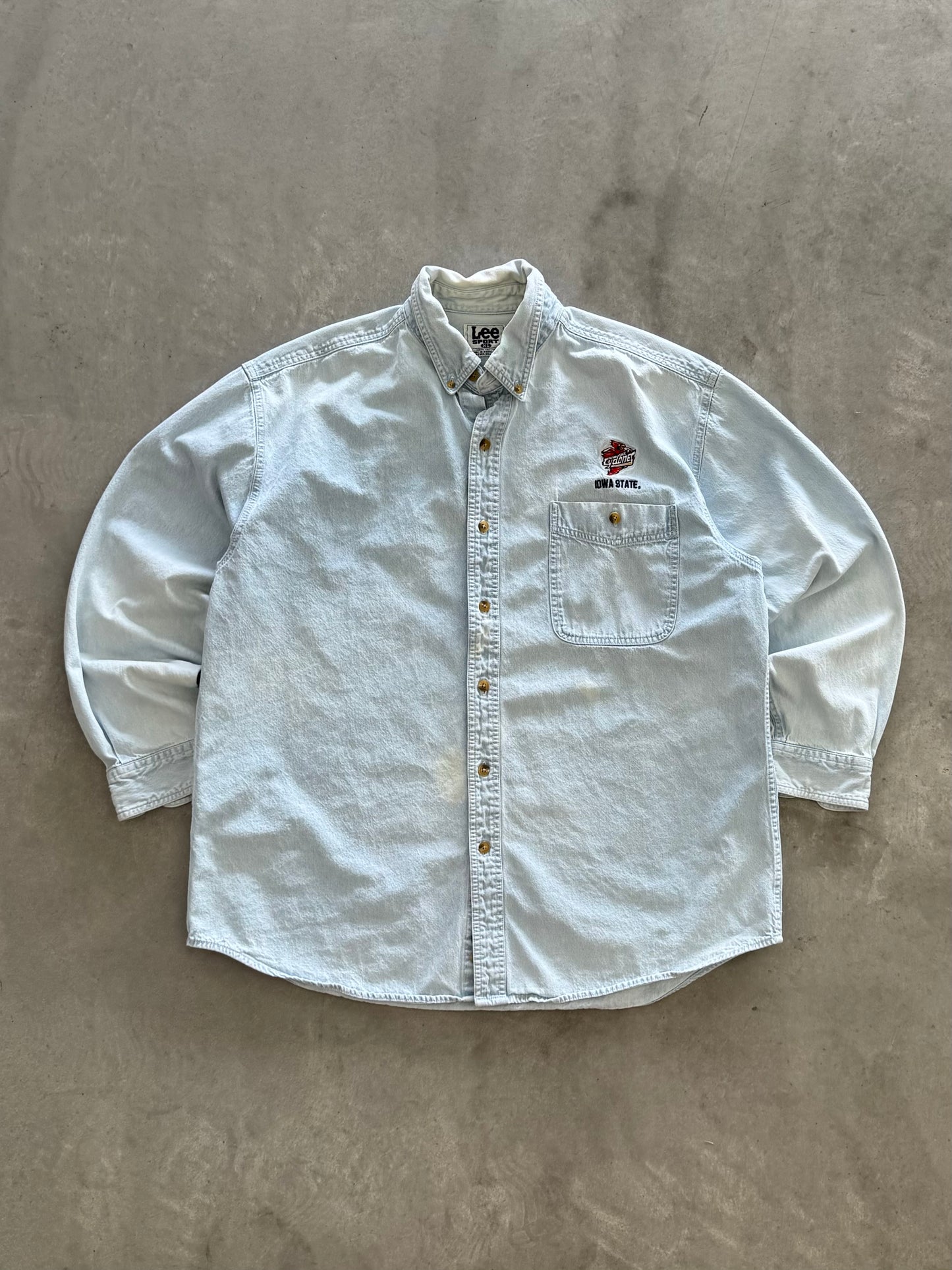 Vintage 90s Iowa State Lee Denim Button Down - XL