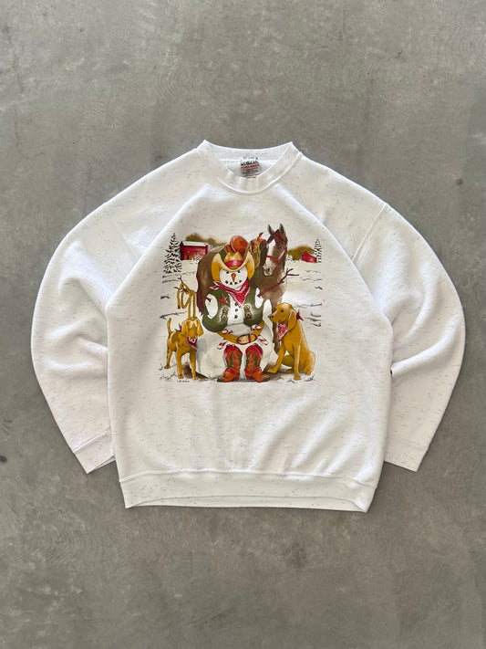 Vintage Cowboy Snowman Sweatshirt - XL