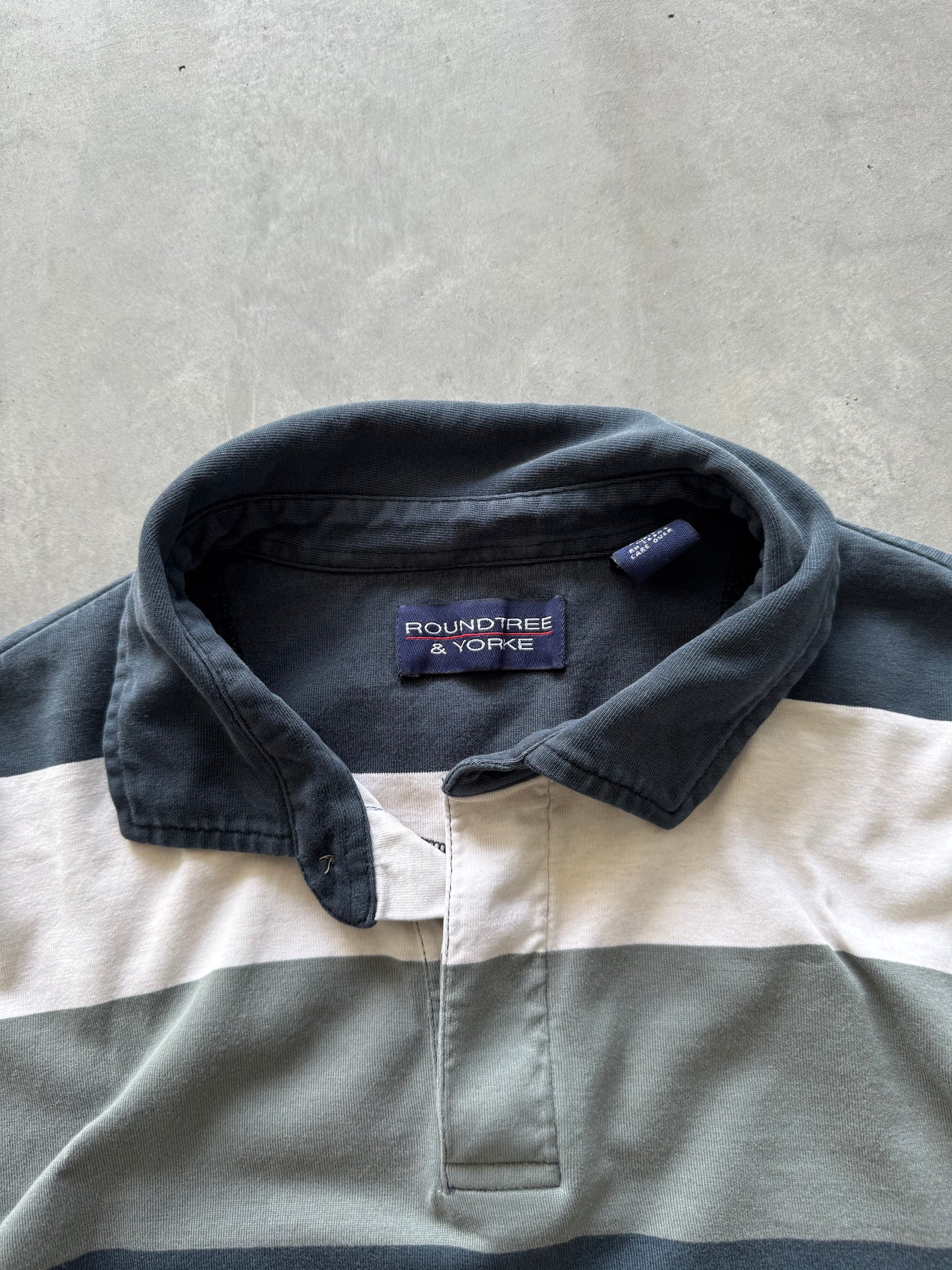 Vintage Striped Longsleeve Polo - XXL