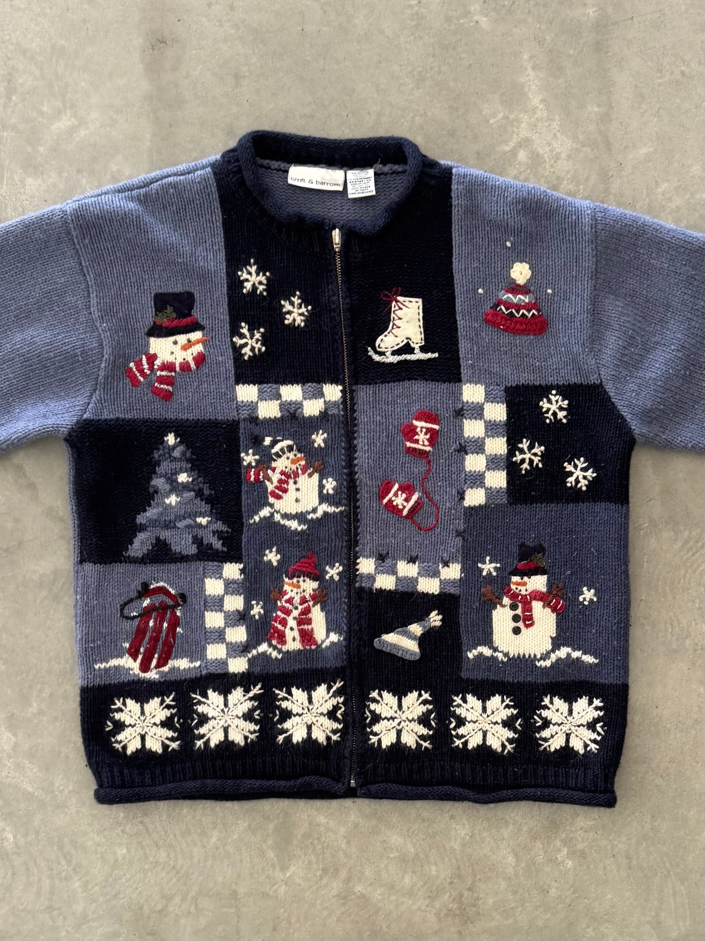 Vintage Christmas Zip Up Sweater - XL