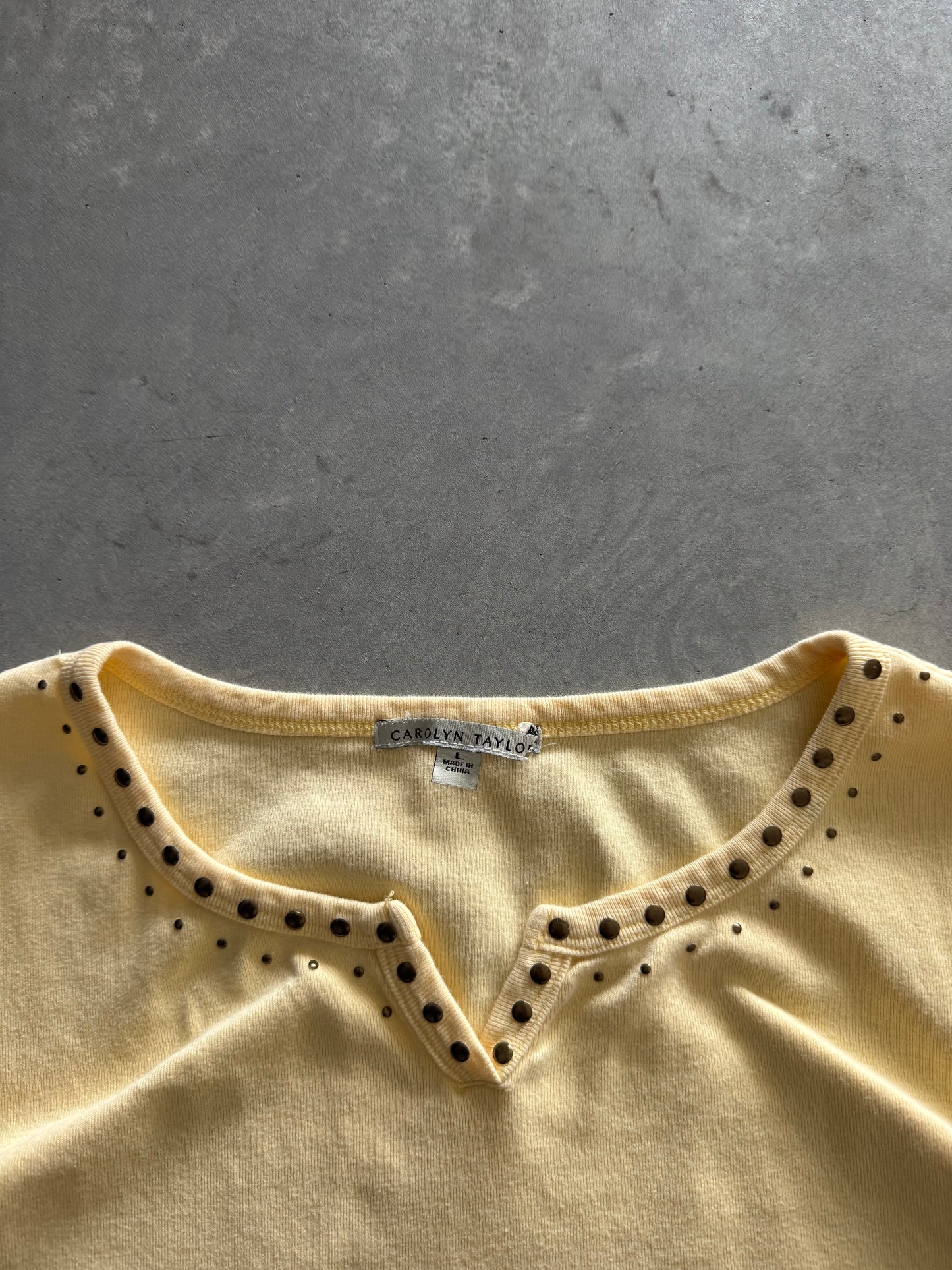 Vintage Baby Yellow Beaded Women’s Top - L