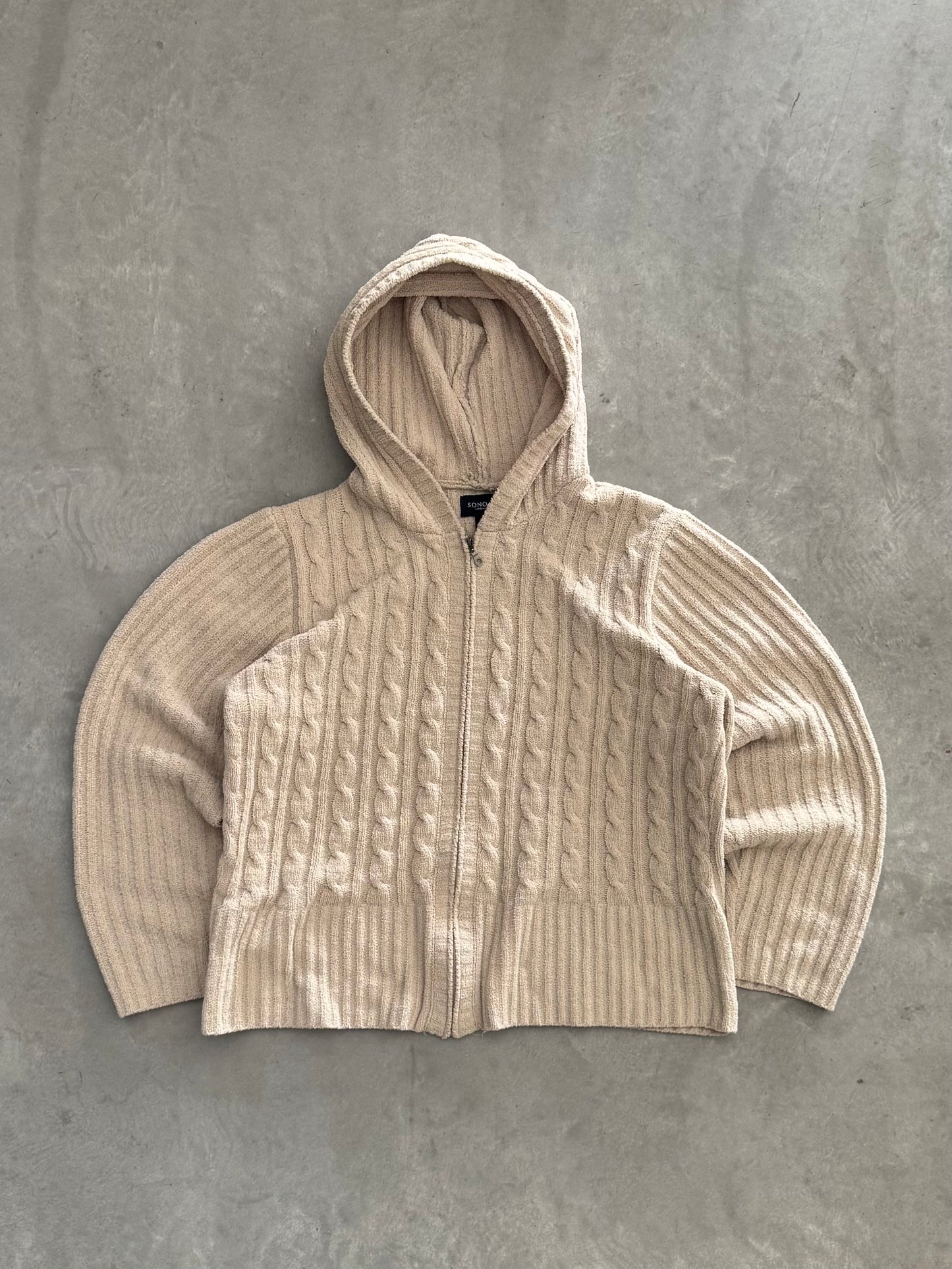 Vintage Sonoma Women’s Cable Knit Zip Up Hoodie - XL