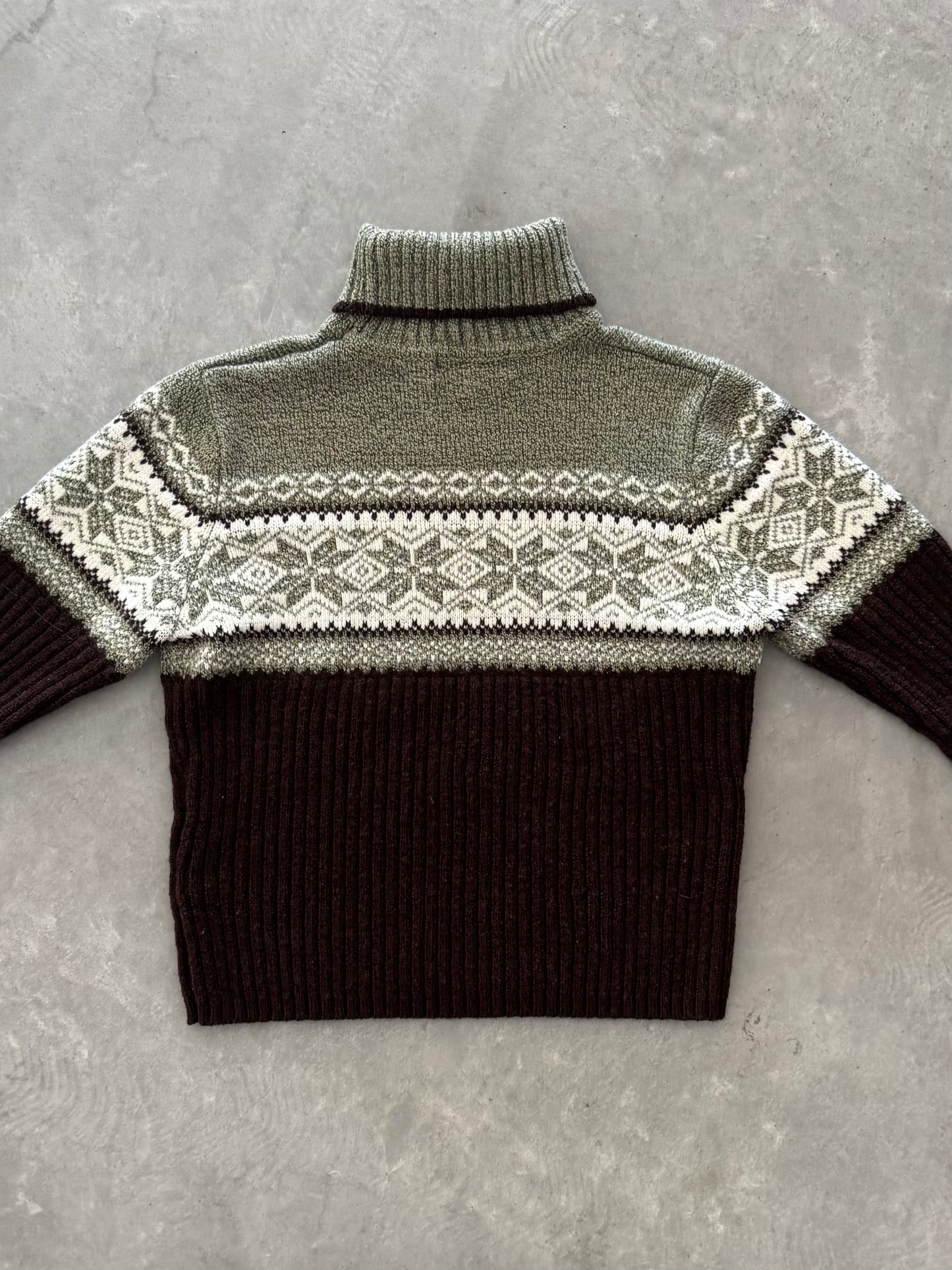 Vintage Fair Isle Turtle Neck Sweater - XL