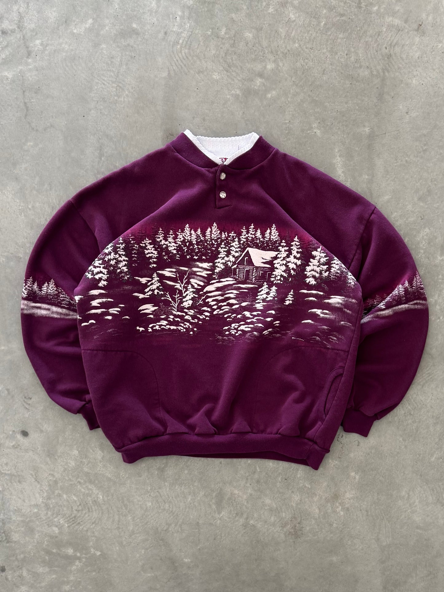 Vintage Winter Scene Sweatshirt - XL