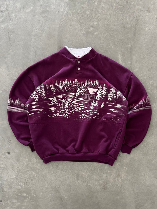Vintage Winter Scene Sweatshirt - XL