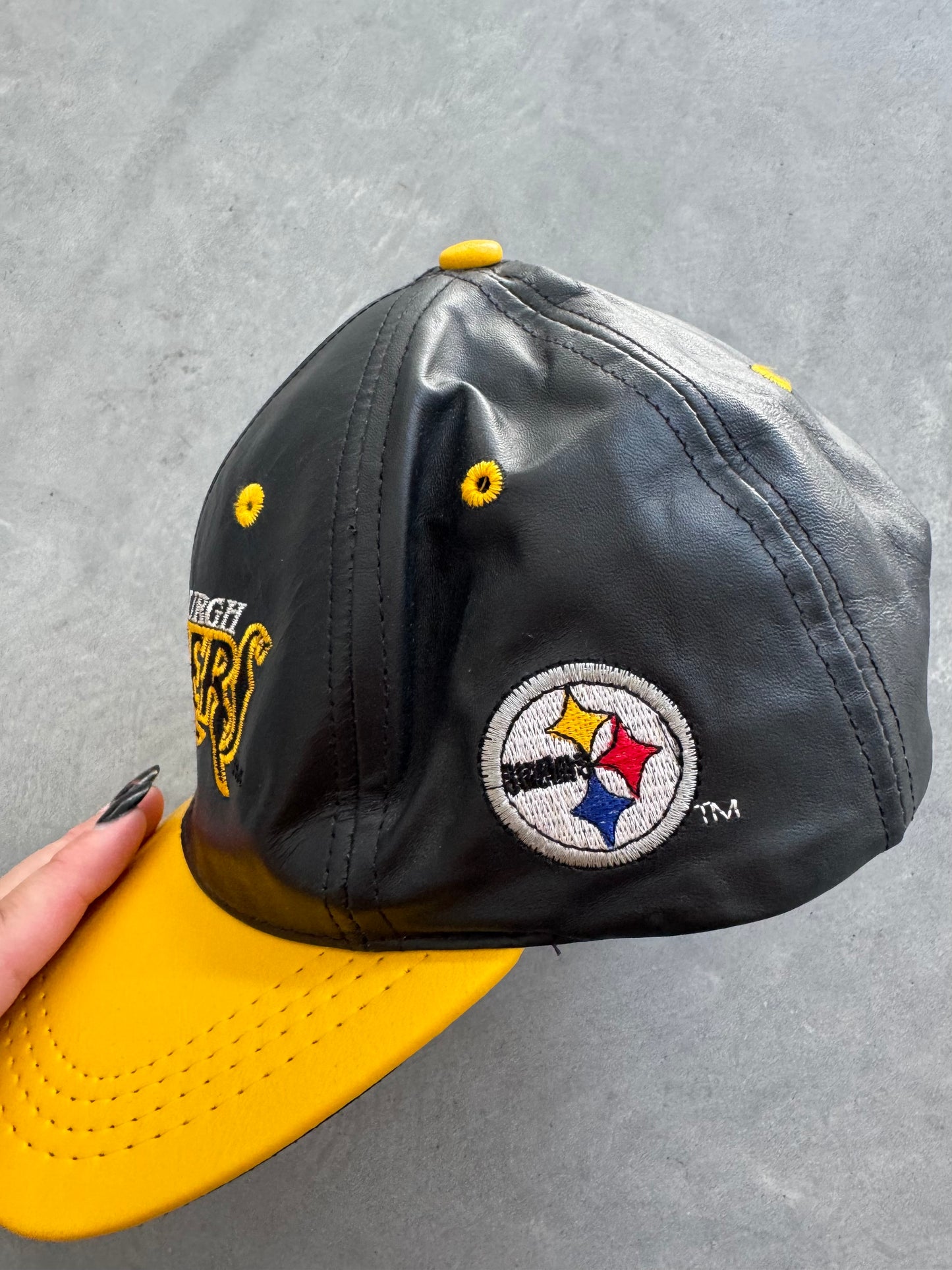 Vintage Leather Pittsburgh Steelers Hat