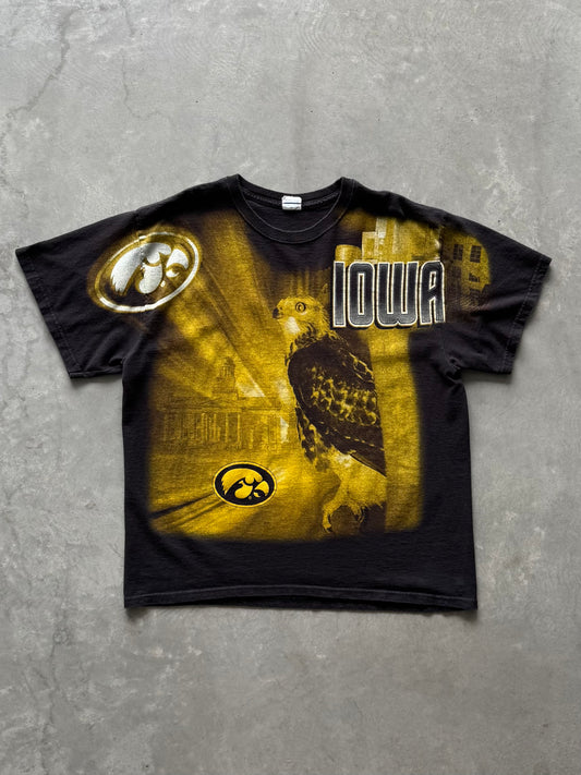 Vintage Iowa Hawkeyes All Over Print Tee - XL