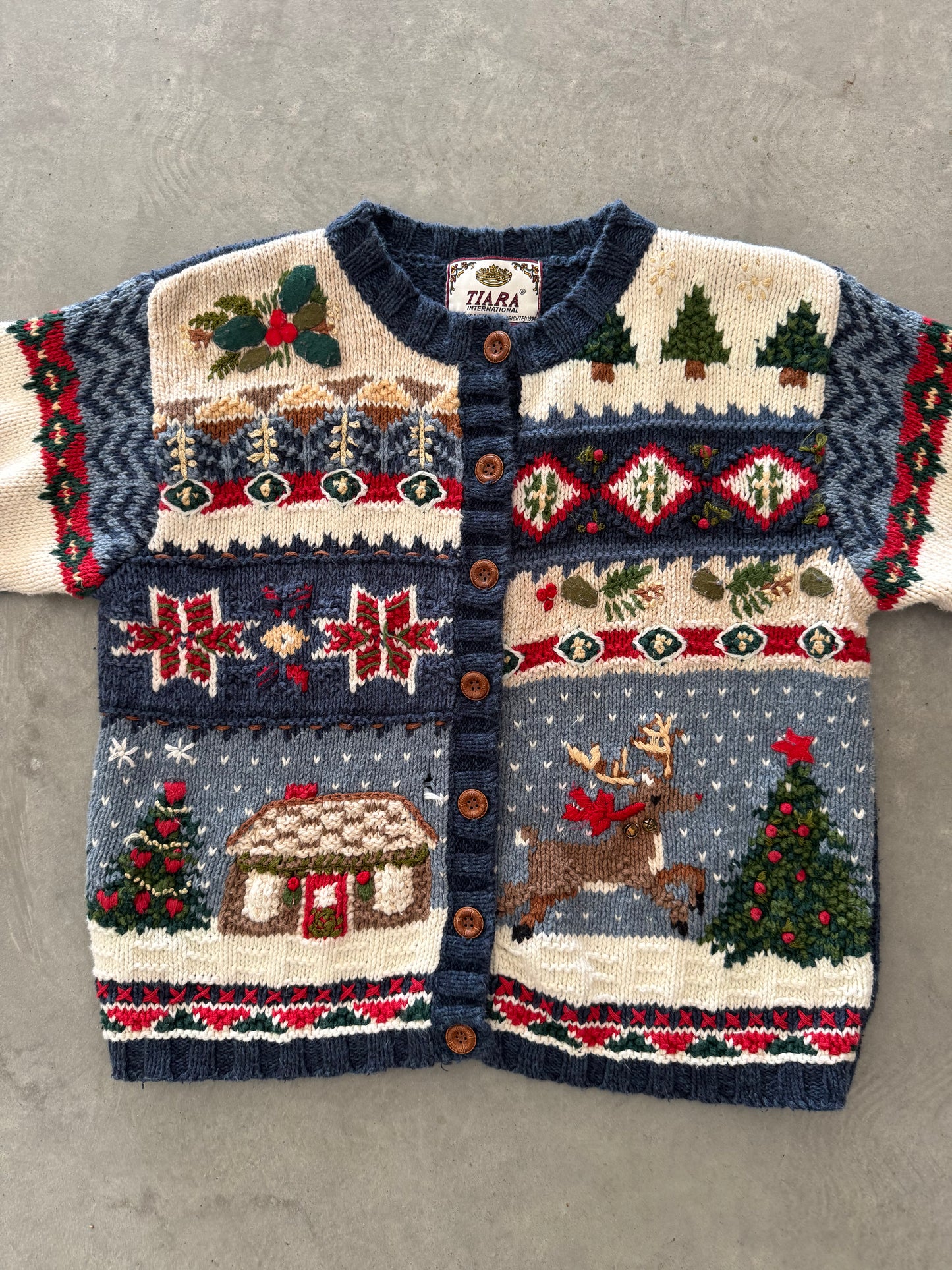 Vintage Christmas Knit Cardigan - L