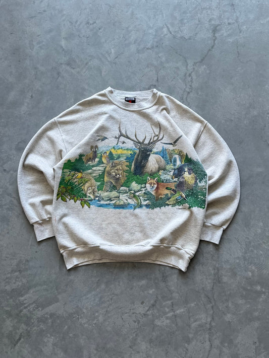 Vintage 90s All Over Print Wildlife Sweatshirt - XL
