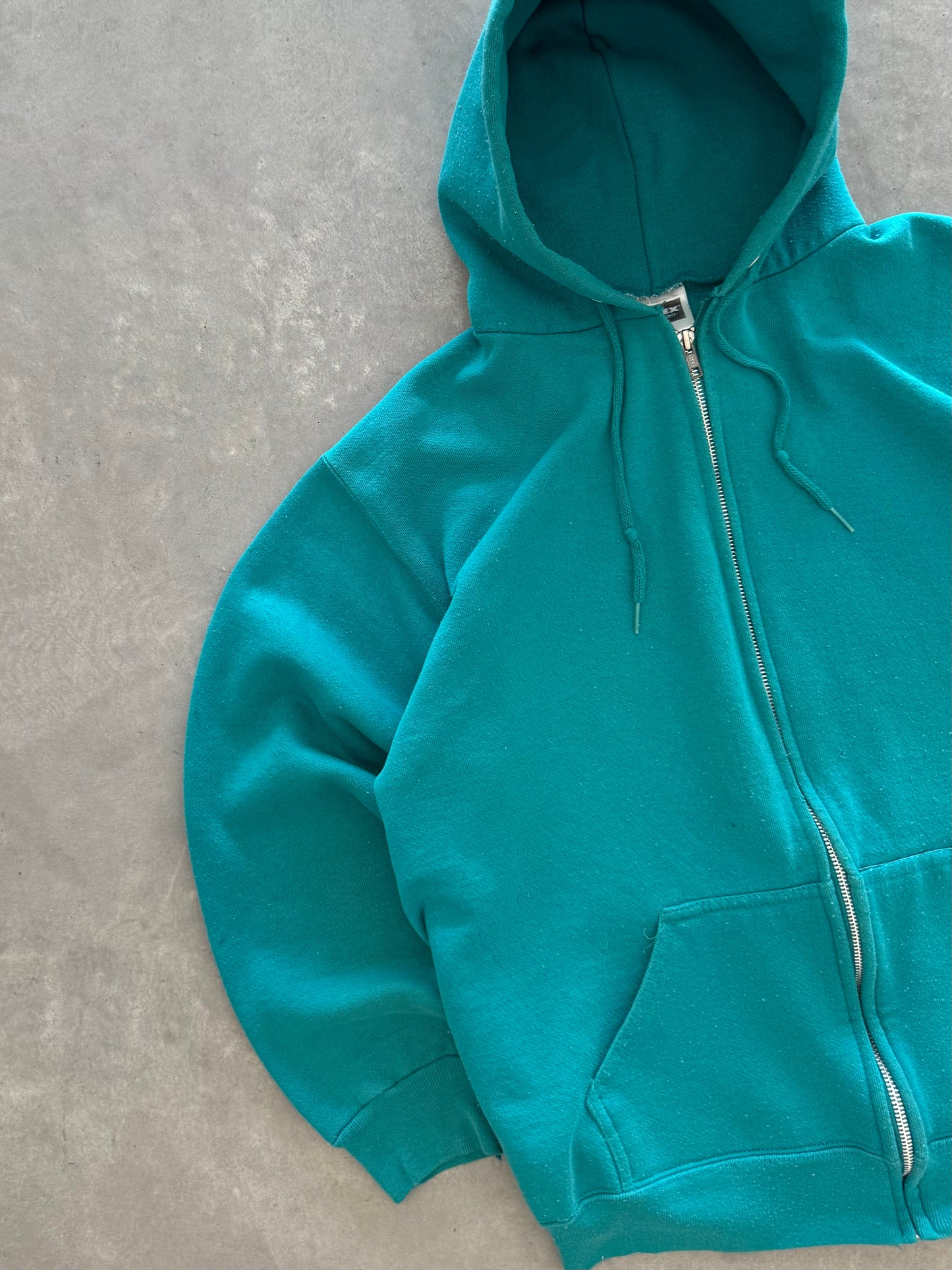 Vintage 90s Teal Zip Up Hoodie - L