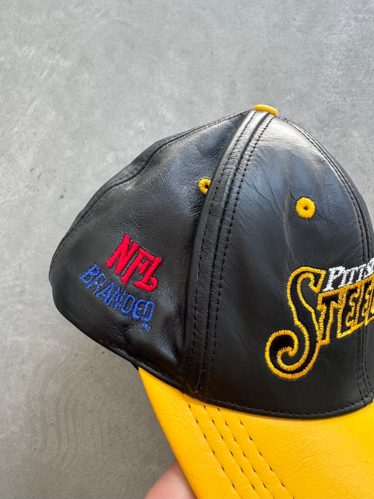 Vintage Leather Pittsburgh Steelers Hat