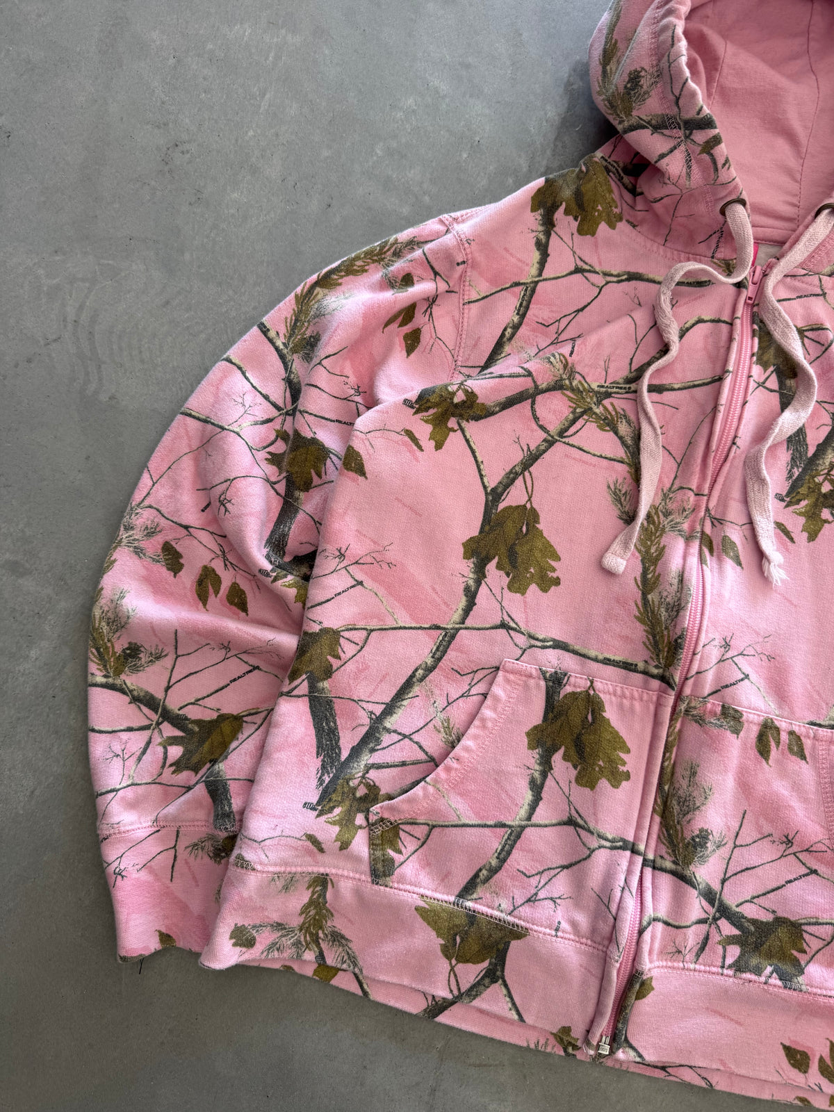 Vintage Women’s Pink Camo Zip Up Hoodie - XL