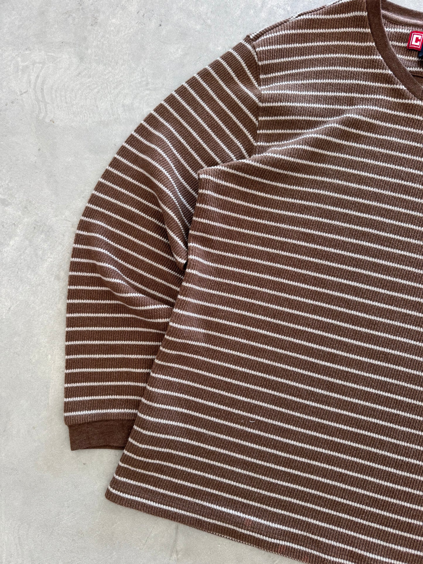 Vintage Striped Waffle Knit Long Sleeve - XL