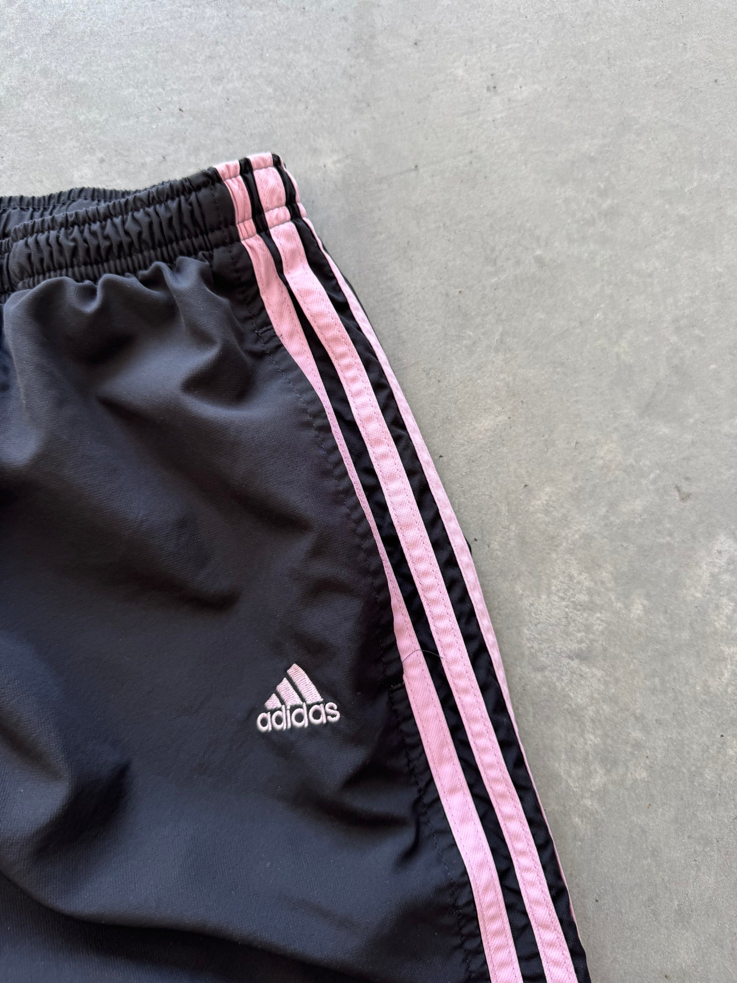 Vintage 00s Black & Pink Adidas Track Pants - L