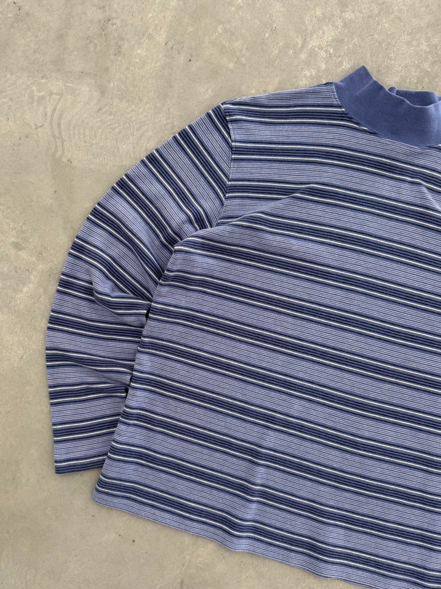 Vintage Striped Women’s Long Sleeve Mock Neck - M