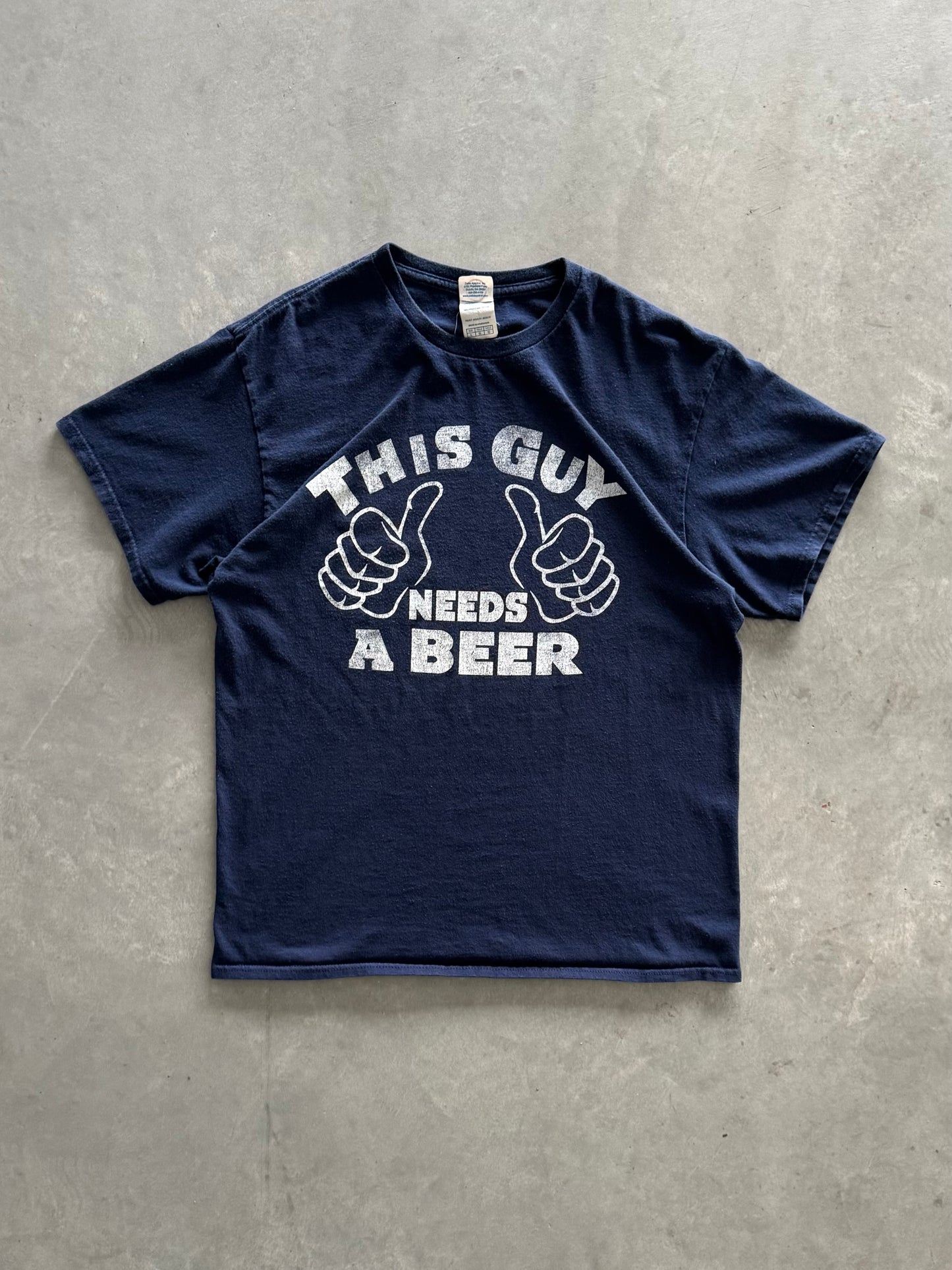 Vintage This Guy Needs A Beer Tee - L