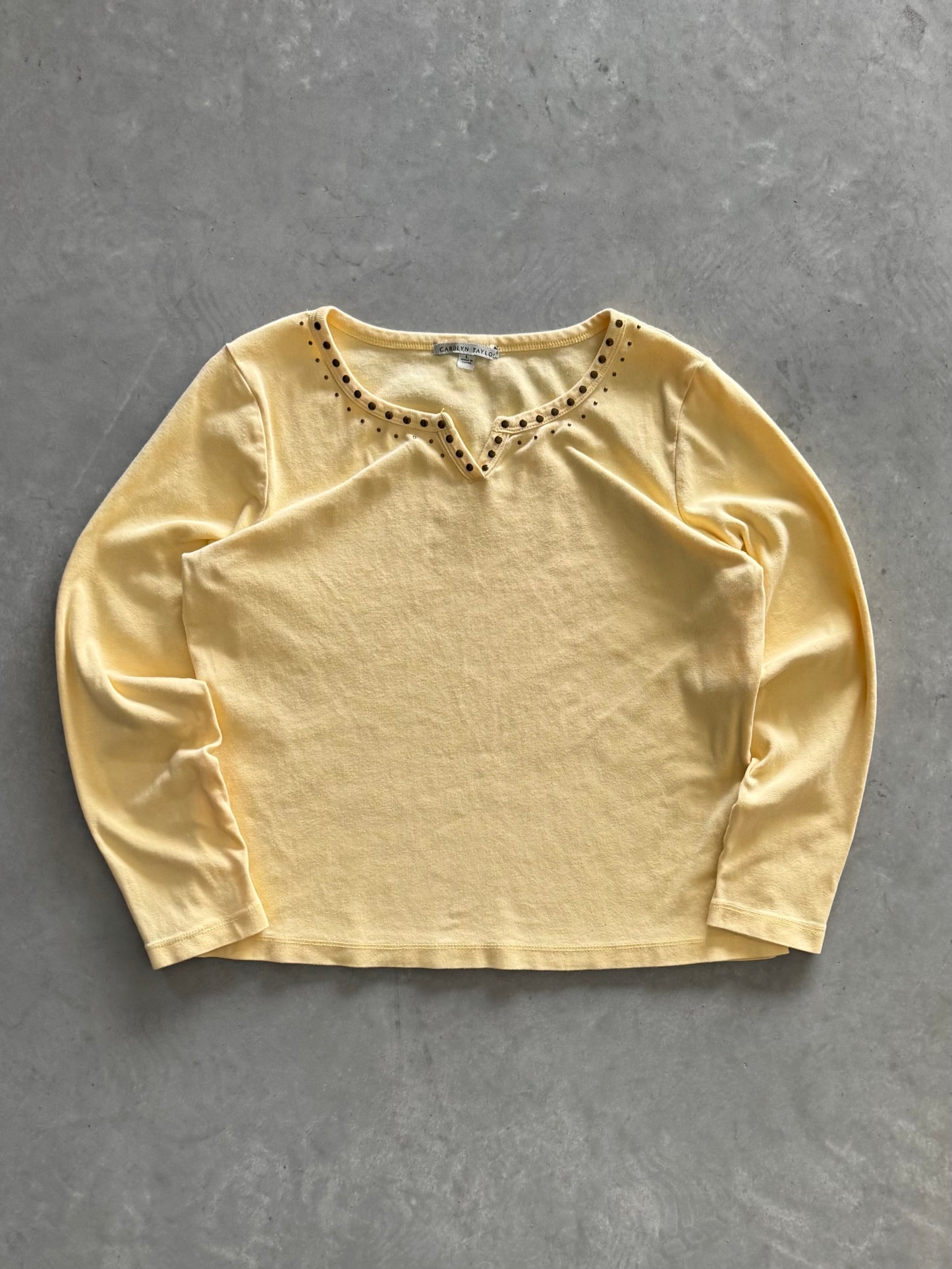 Vintage Baby Yellow Beaded Women’s Top - L