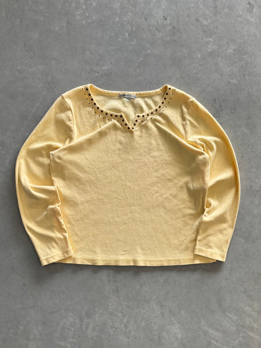 Vintage Baby Yellow Beaded Women’s Top - L