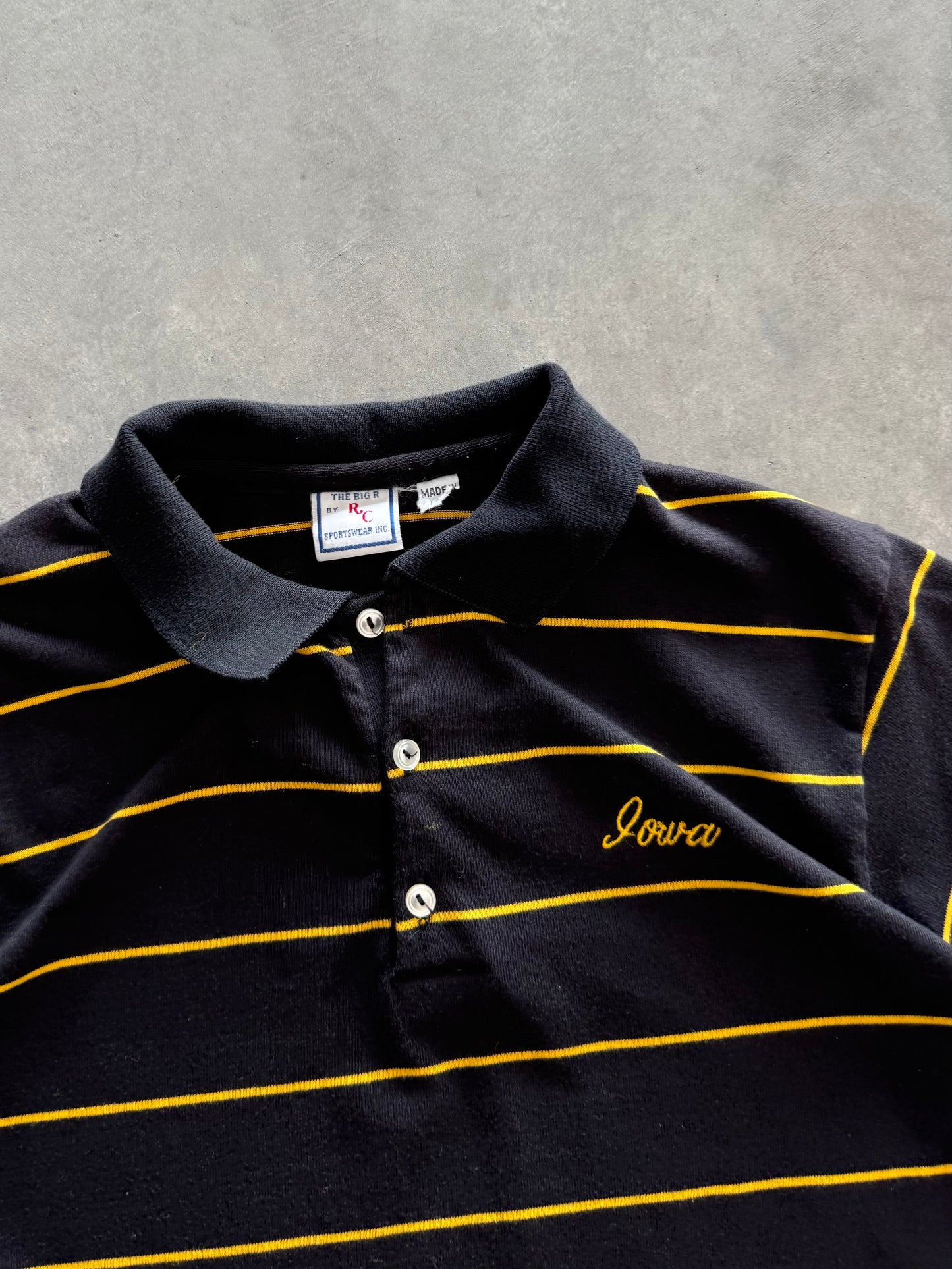 Vintage 80s Iowa Hawkeyes Striped Polo - M