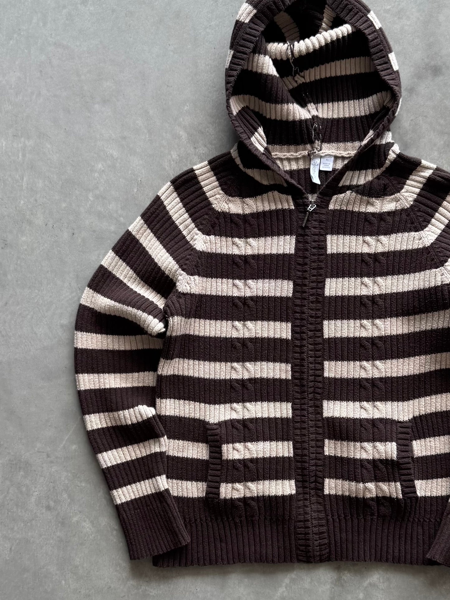 Vintage Knit Zip Up Hoodie - XL