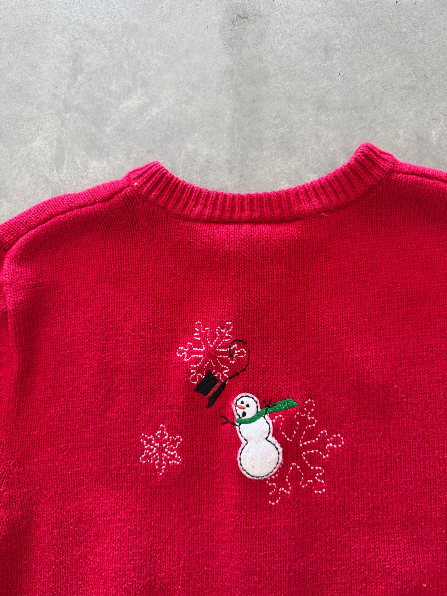Vintage Snowman Zip Up Sweater - XL