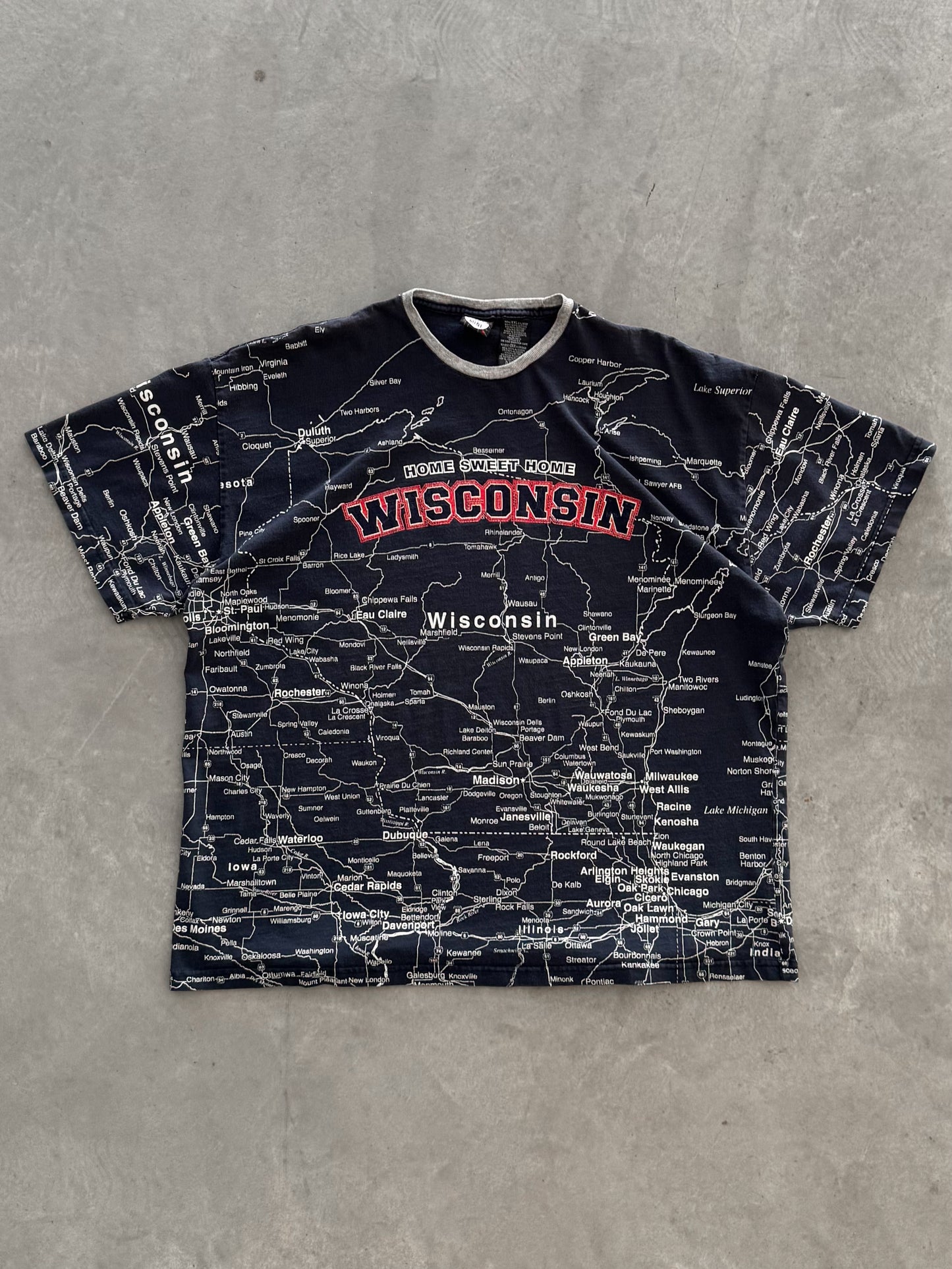Vintage Wisconsin Map Tee - XXL