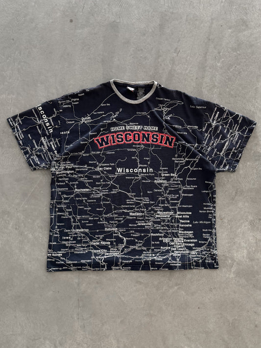 Vintage Wisconsin Map Tee - XXL