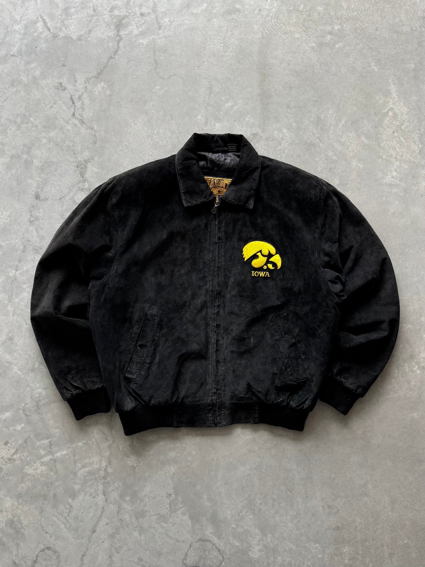 Vintage 90s Iowa Hawkeyes Suede Leather Jacket - L