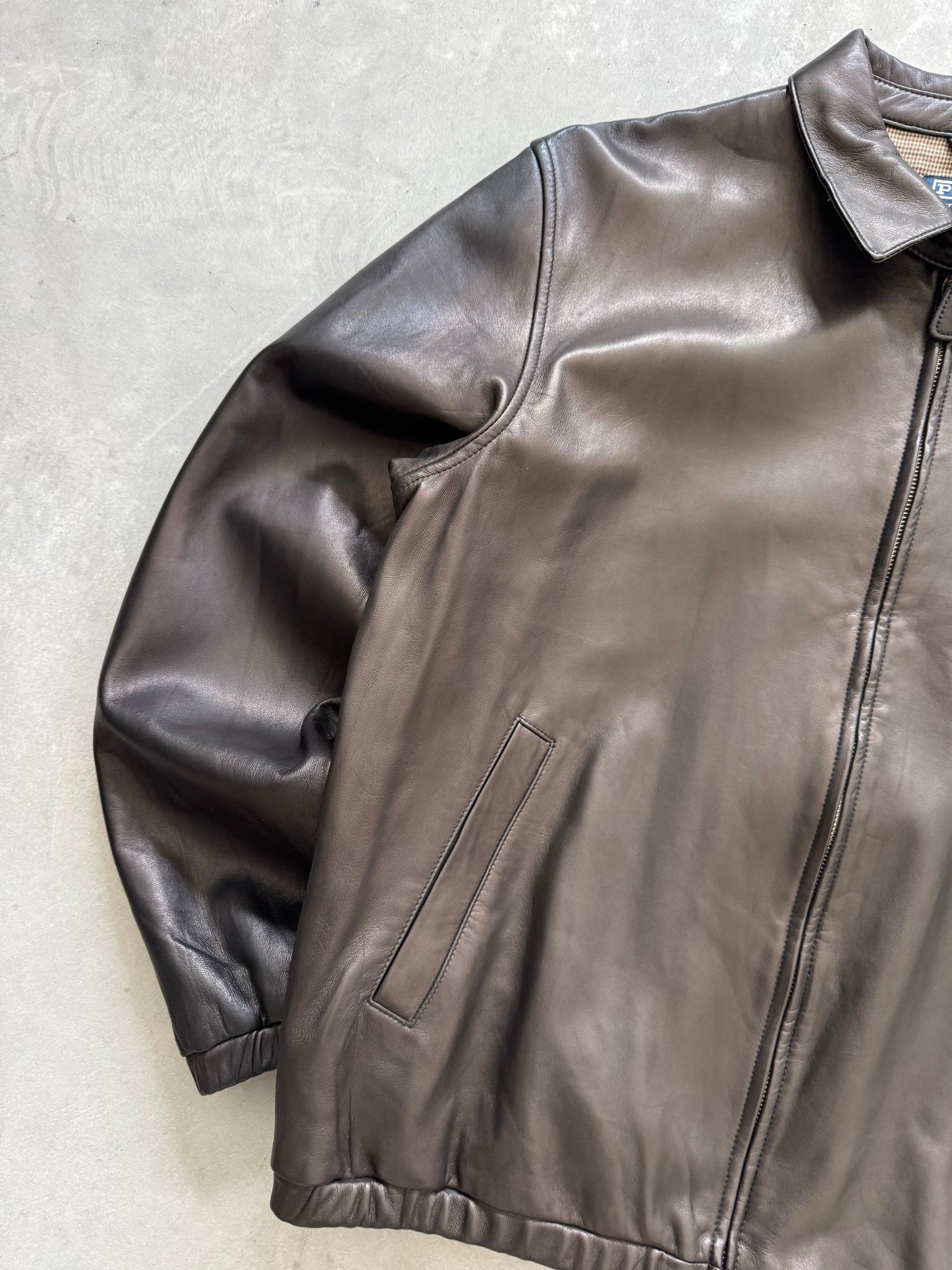 Vintage Dark Brown Polo Ralph Lauren Leather Jacket - XL