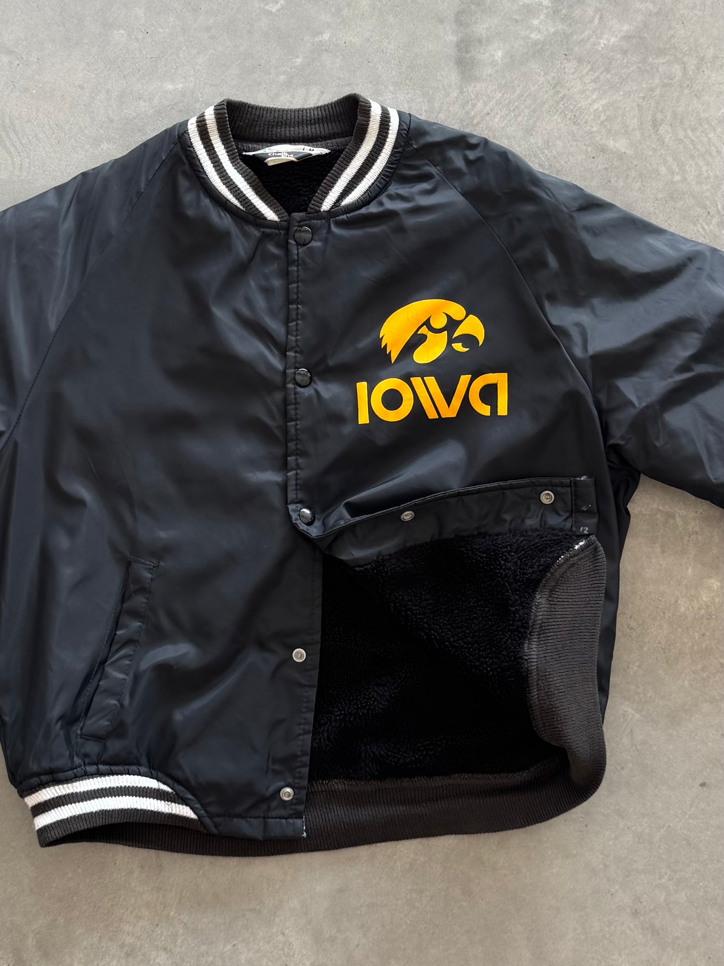 Vintage 90s Iowa Hawkeyes Fleece Lined Bomber Jacket - M
