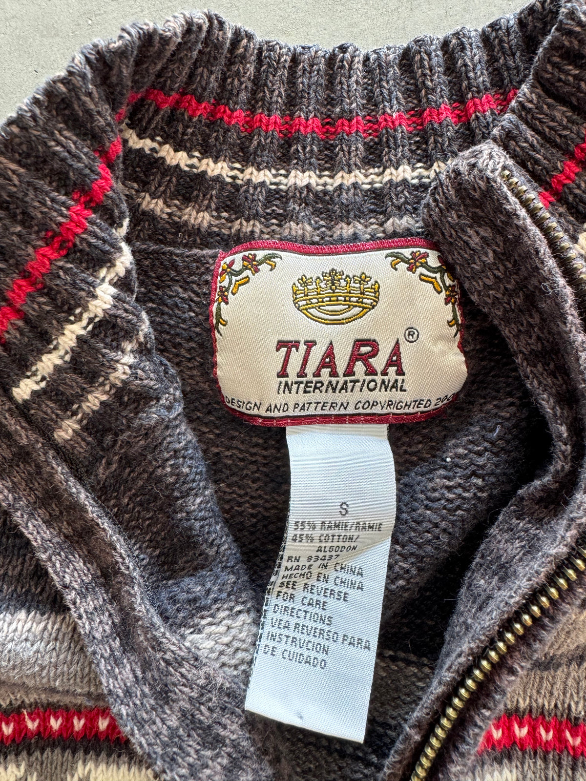 Vintage Fair Isle Zip Up Cardigan Sweater - S