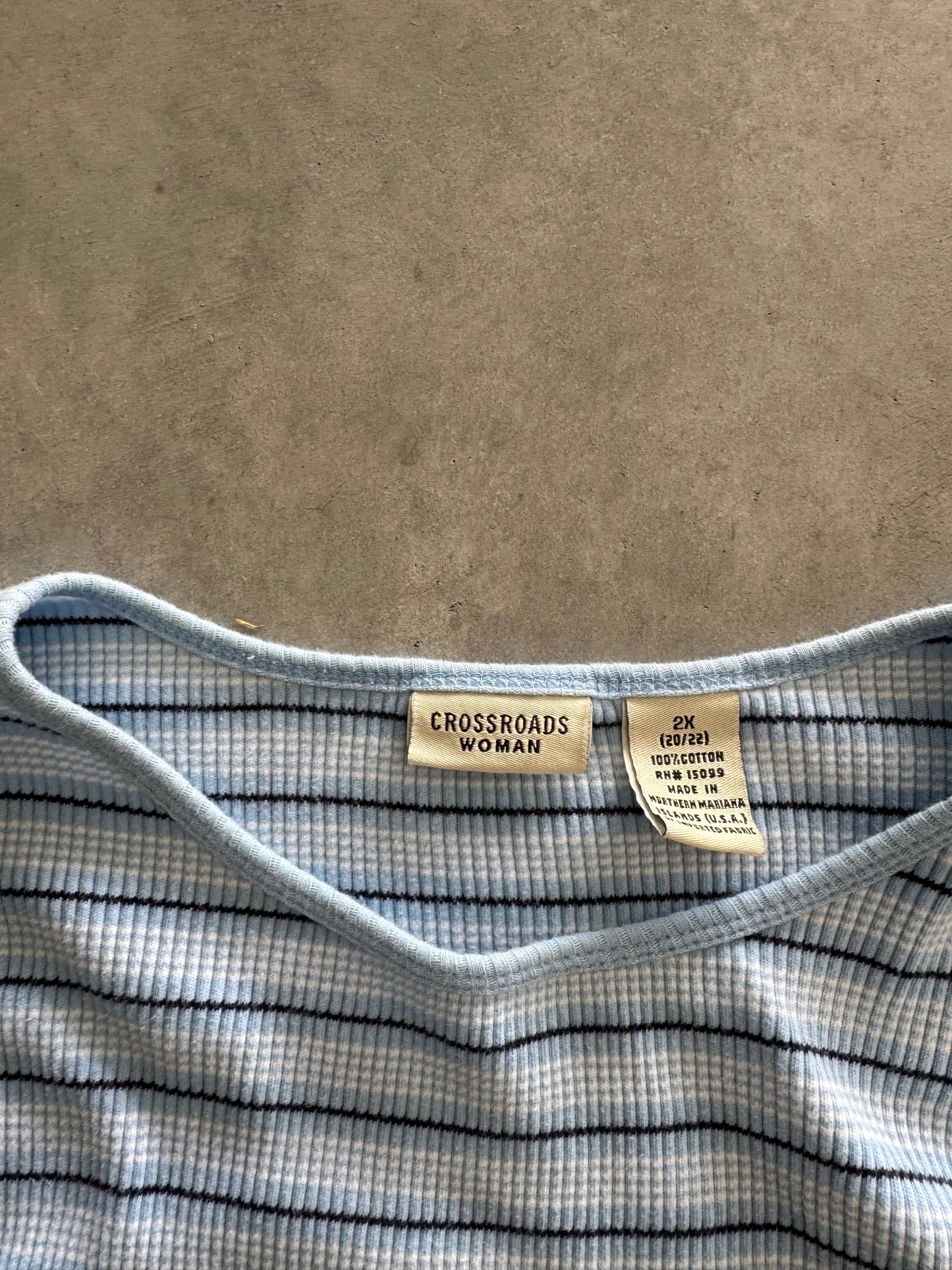 Vintage Waffle Knit Striped Long Sleeve - XXL